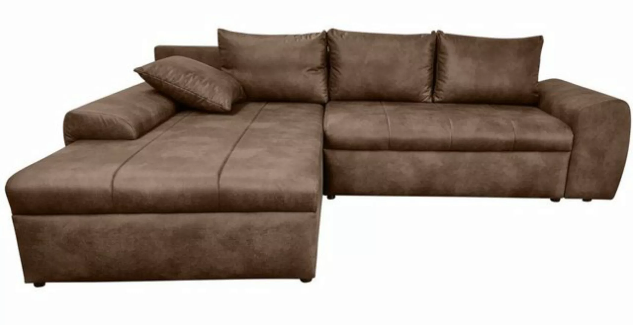 luma-home Ecksofa 18014, mit Bettfunktion 266x186 cm, Ottomane links, Feder günstig online kaufen