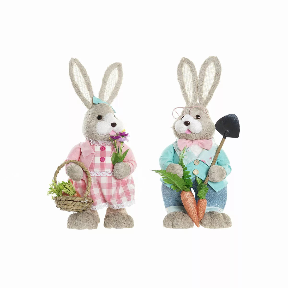 Deko-figur Dkd Home Decor Blau Rosa Braun Polyester Hase Polystyrol Faser günstig online kaufen