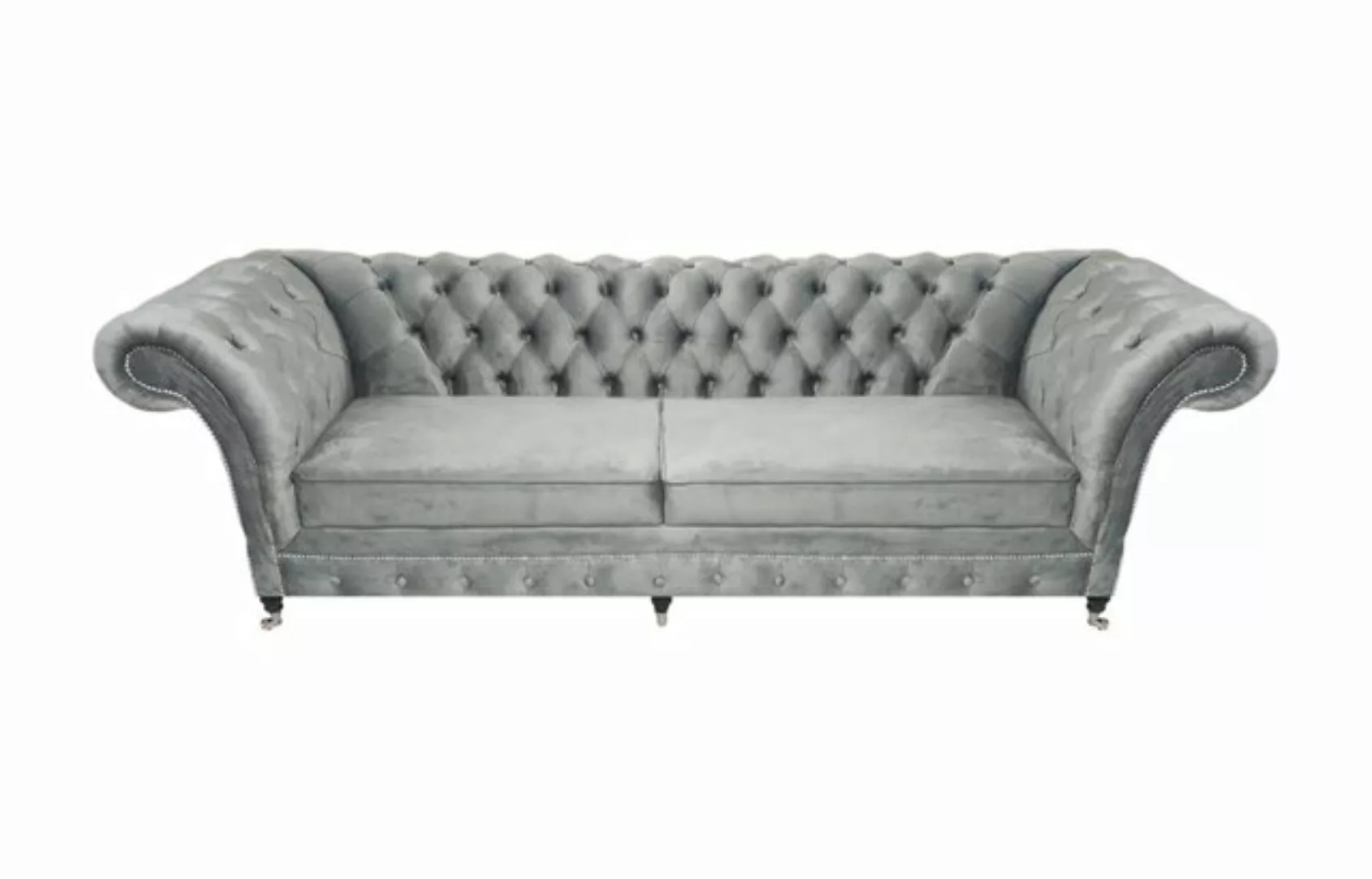 JVmoebel Chesterfield-Sofa Polstermöbel Grau Sofa Zweisitzer Couch Designer günstig online kaufen