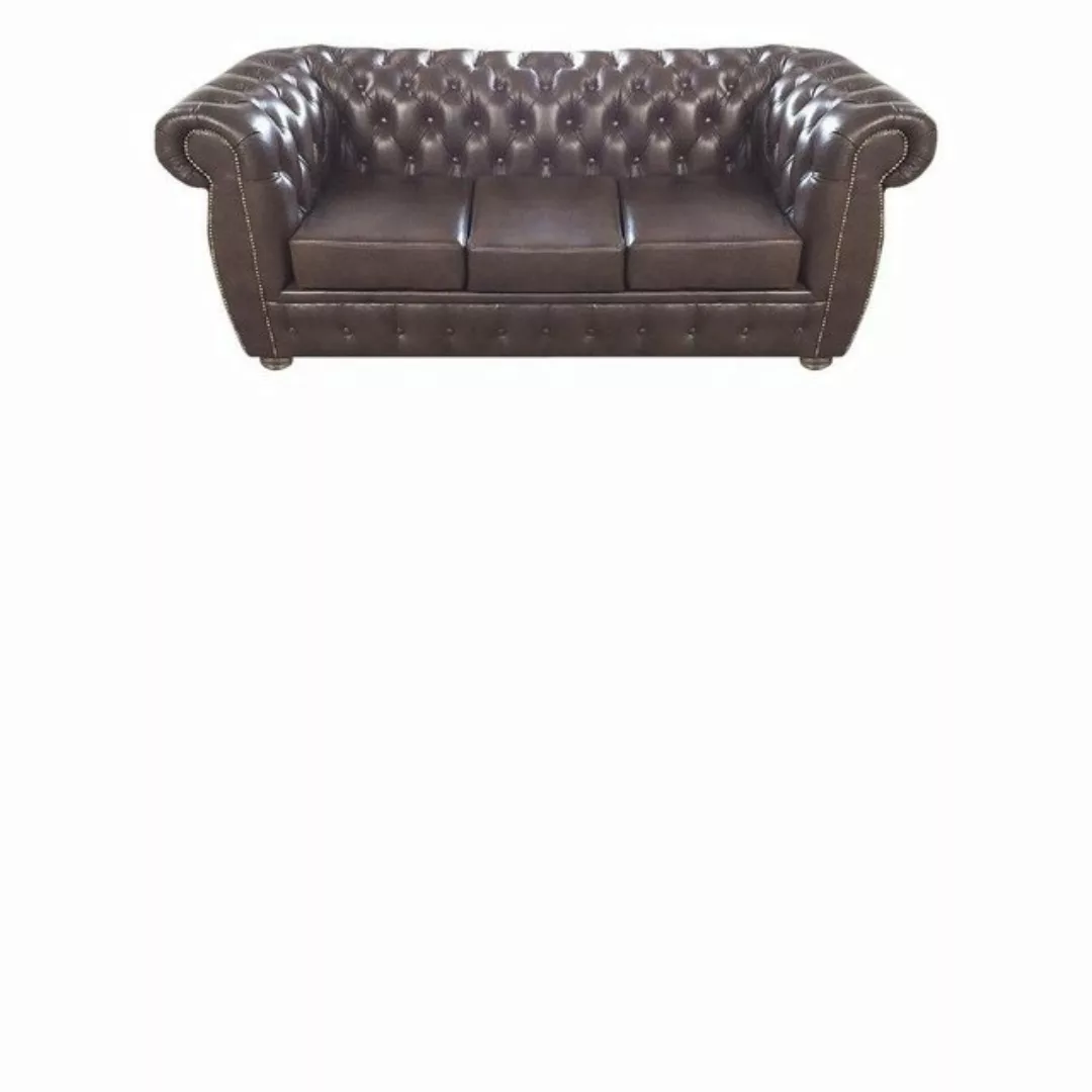 JVmoebel Chesterfield-Sofa Komplett Set 3tlg Wohnzimmer Sofagarnitur Braun günstig online kaufen