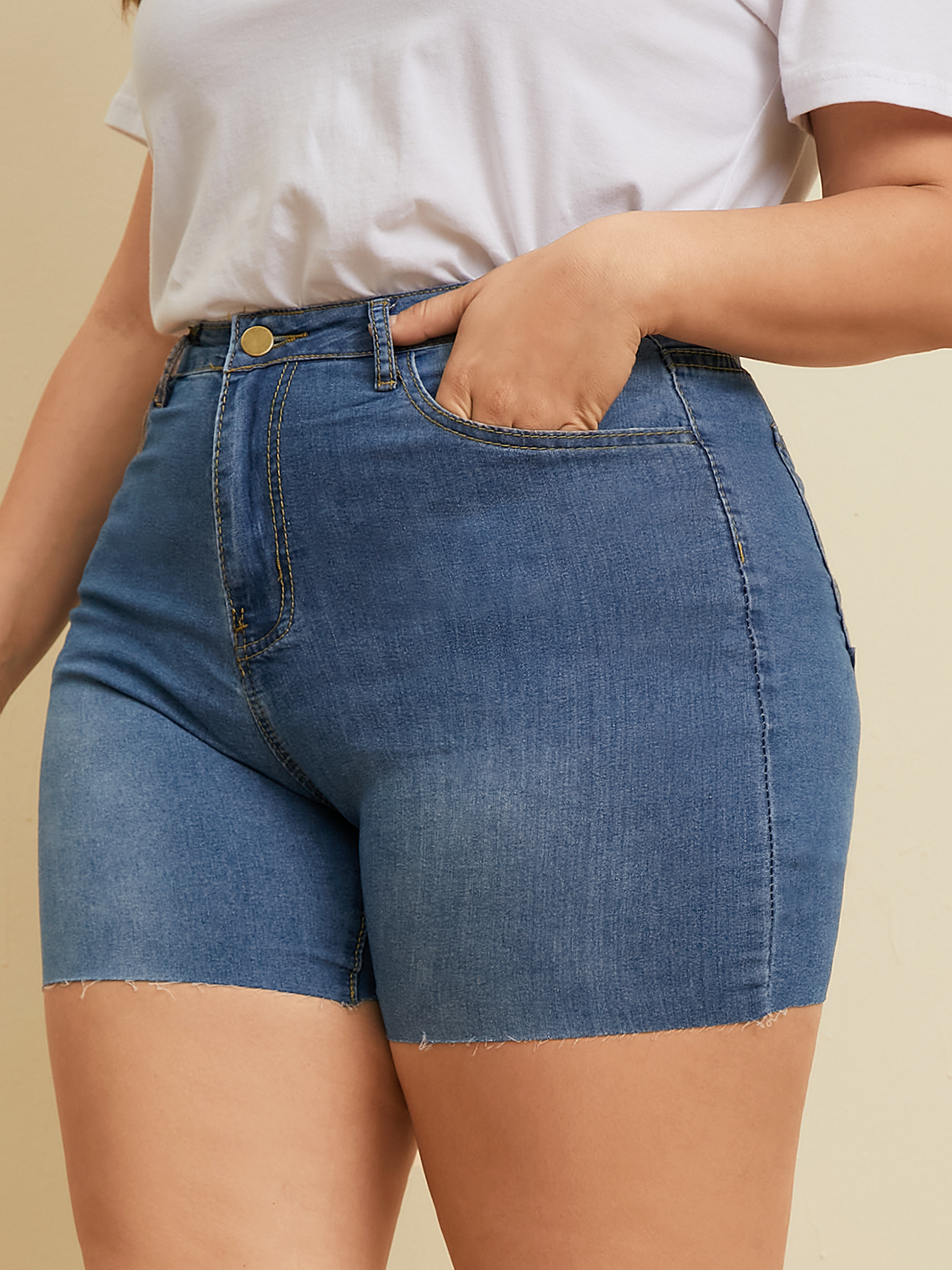 Plus Size Shorts mit Seitentaschen günstig online kaufen