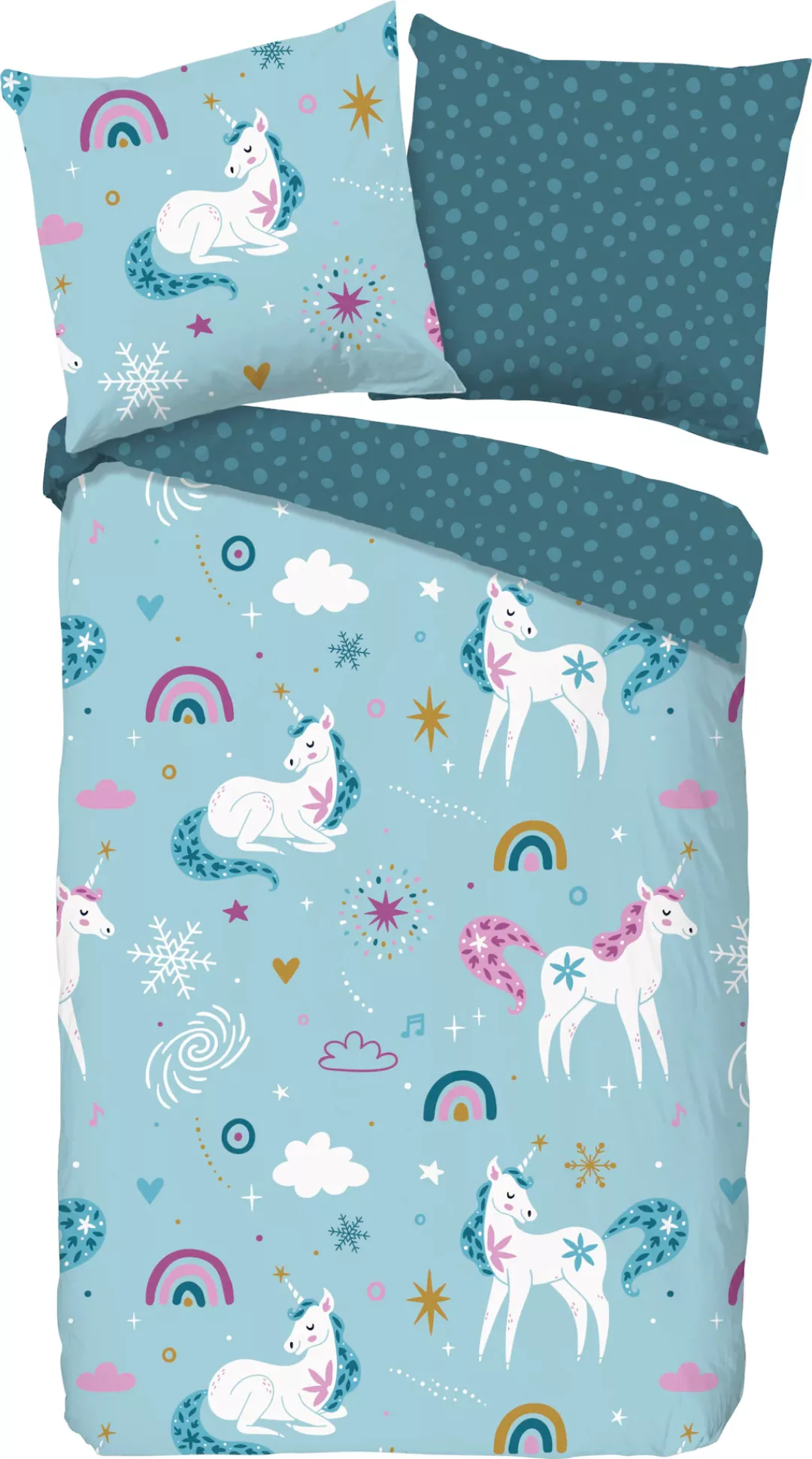 good morning Kinderbettwäsche »Snowycorn«, Biber, 135x200, Warm, Reißversch günstig online kaufen