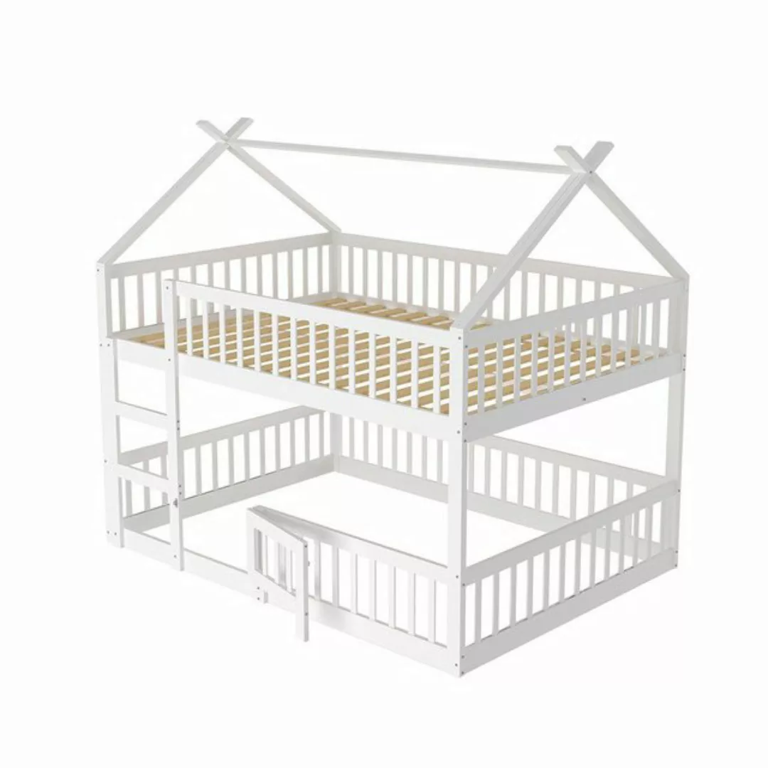 Sweiko Etagenbett Kinder-Familienbett mit Treppe, (Loft Design, Massivholz- günstig online kaufen