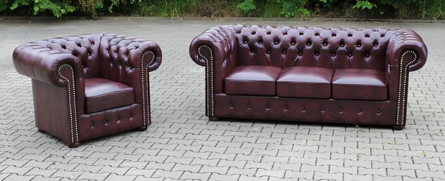 Xlmoebel Sofa Neue Chesterfield-Sitzgruppe aus echtem Leder für das Wohnzim günstig online kaufen