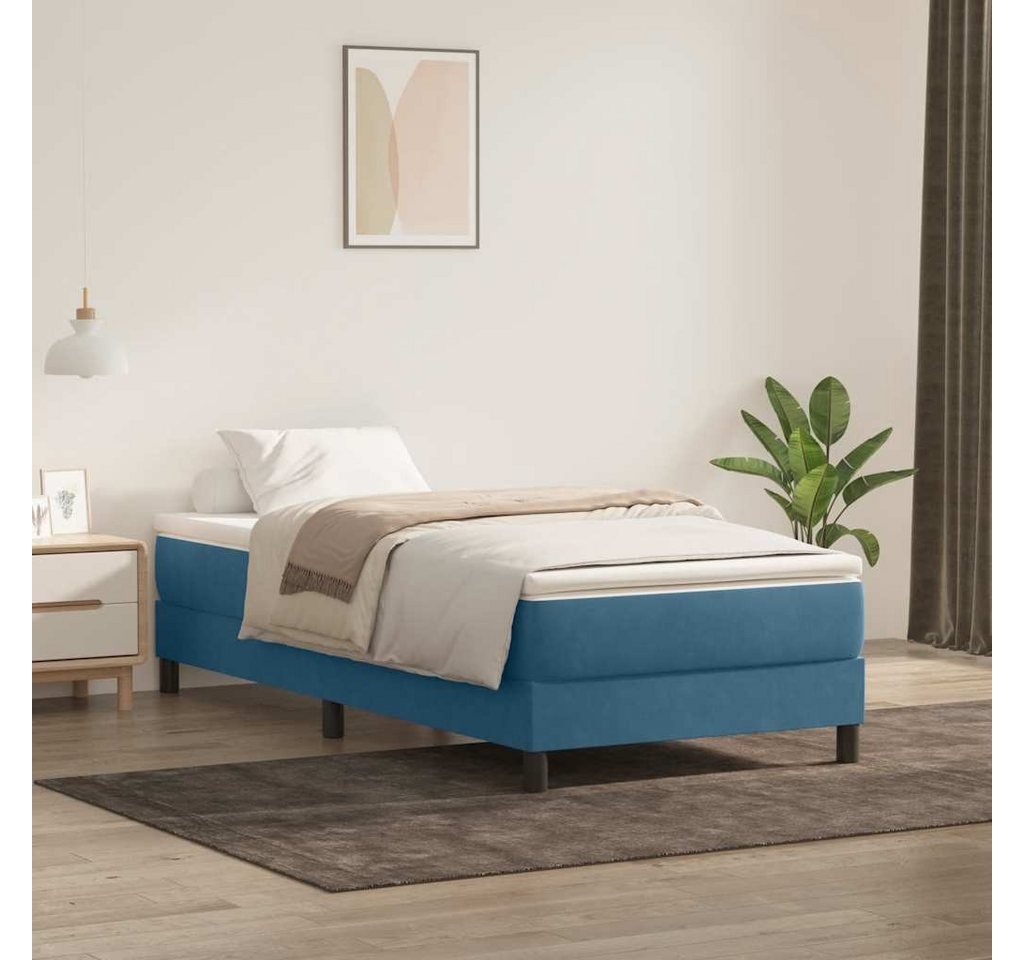 vidaXL Boxspringbett, Boxspringbett mit Matratze Dunkelblau 80x220 cm Samt günstig online kaufen