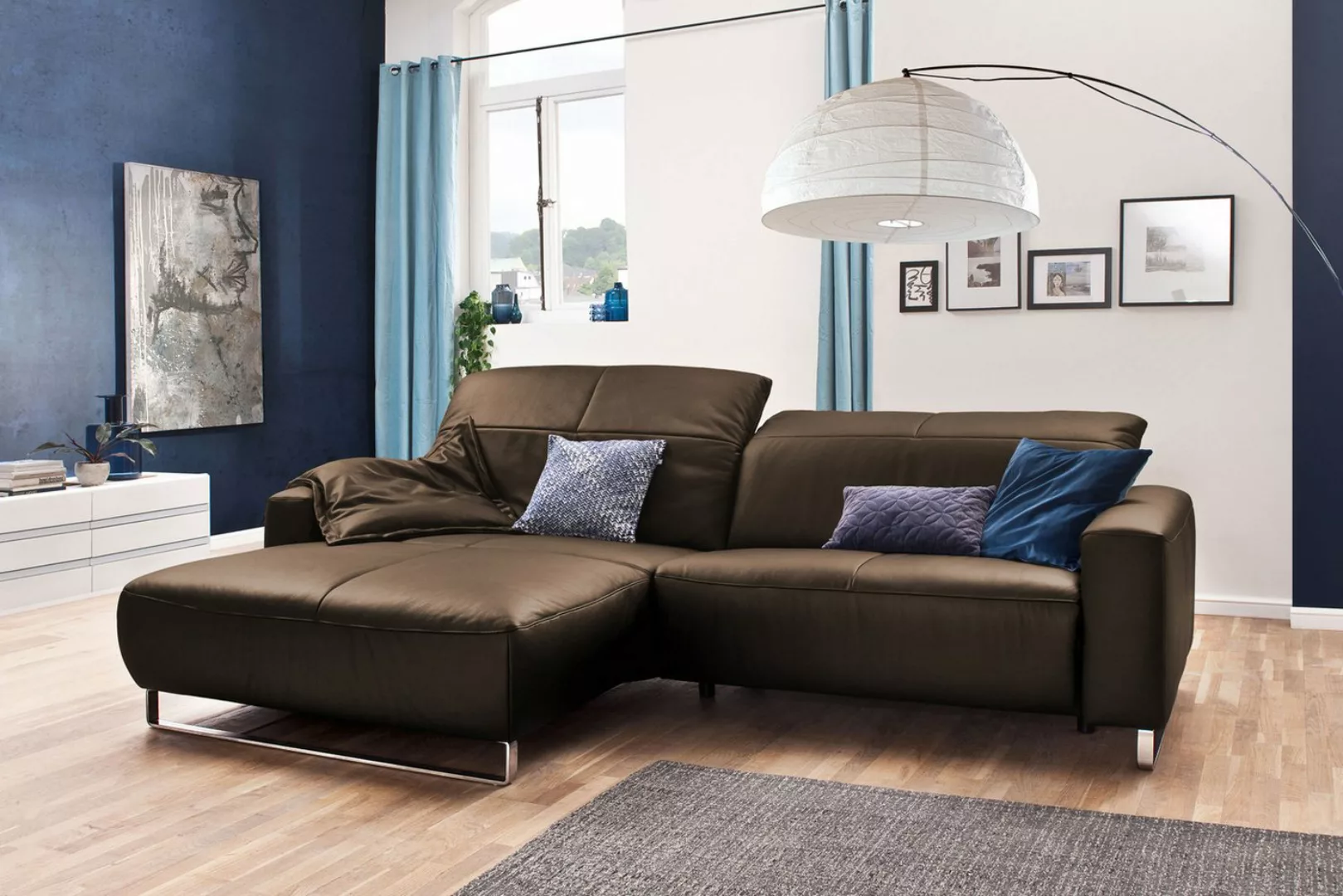 KAWOLA Ecksofa YORK, Sofa, Recamiere rechts od. links, mit od. ohne Sitztie günstig online kaufen