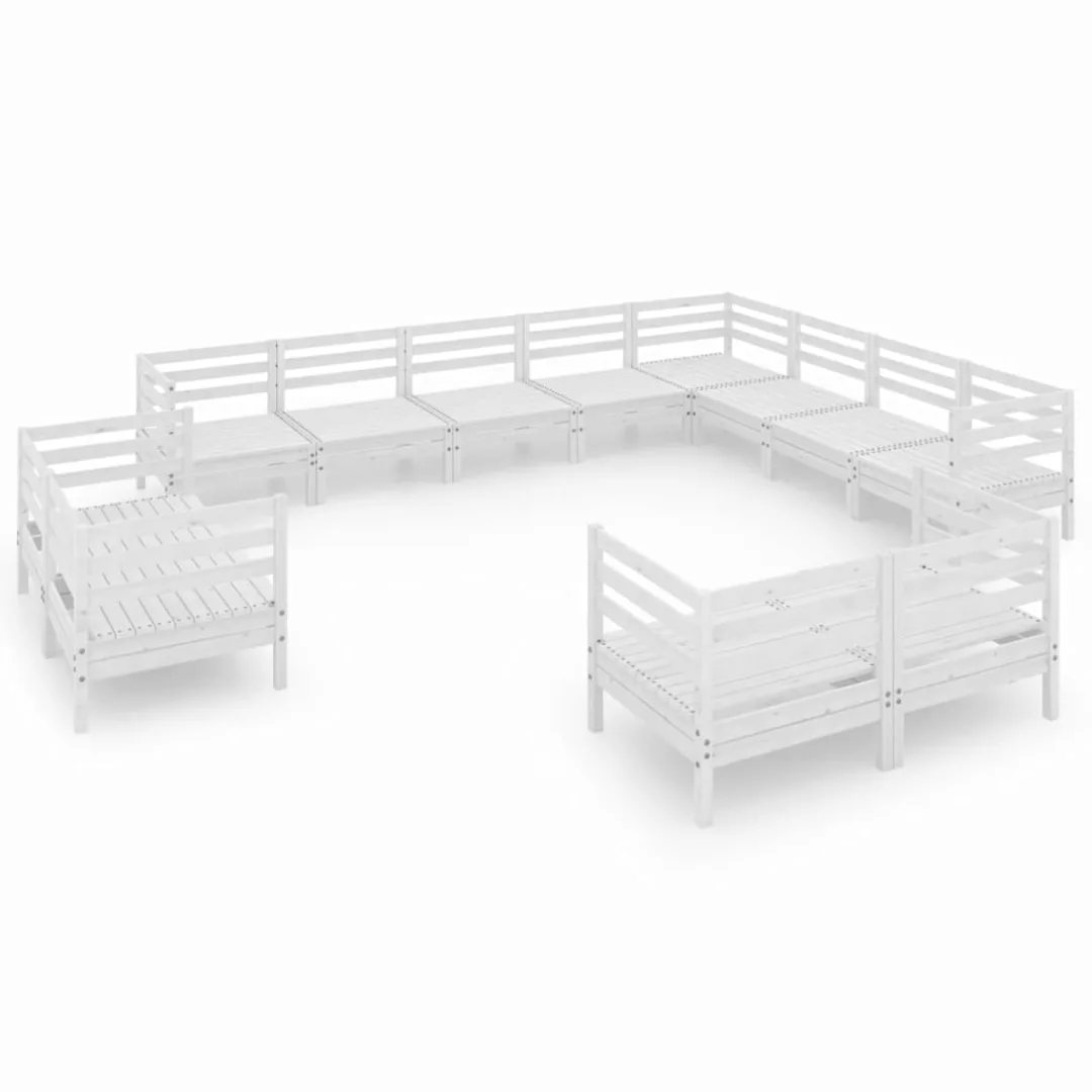 12-tlg. Garten-lounge-set Massivholz Kiefer Weiß günstig online kaufen