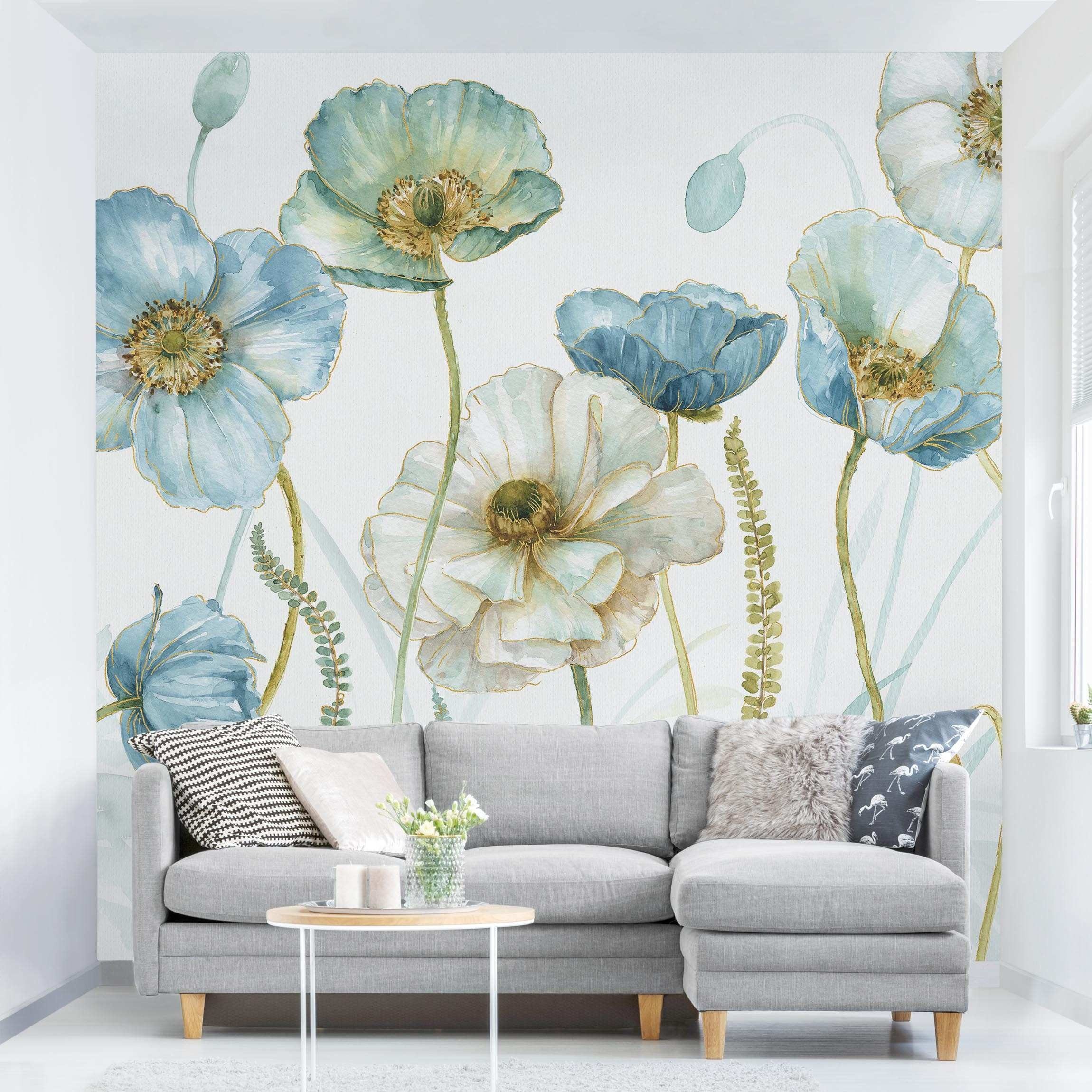 Bilderdepot24 Fototapete Blüten Gold Blumen Floral günstig online kaufen