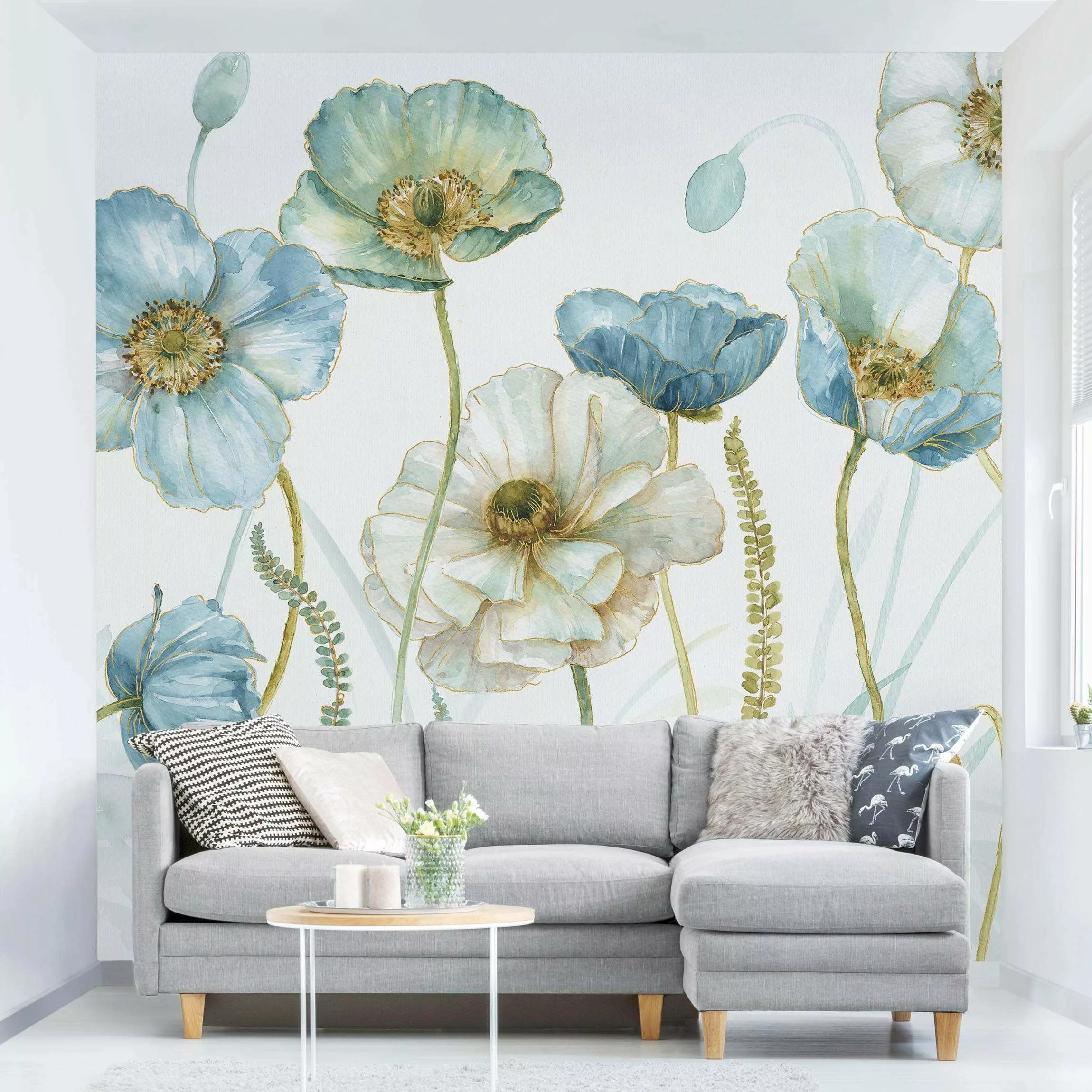 Bilderdepot24 Fototapete Blüten Gold Blumen Floral günstig online kaufen