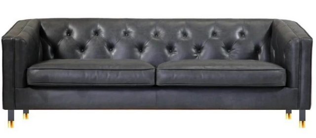 Xlmoebel Sofa Neues modernes Design Ledersofa in Schwarz im Chesterfield-St günstig online kaufen