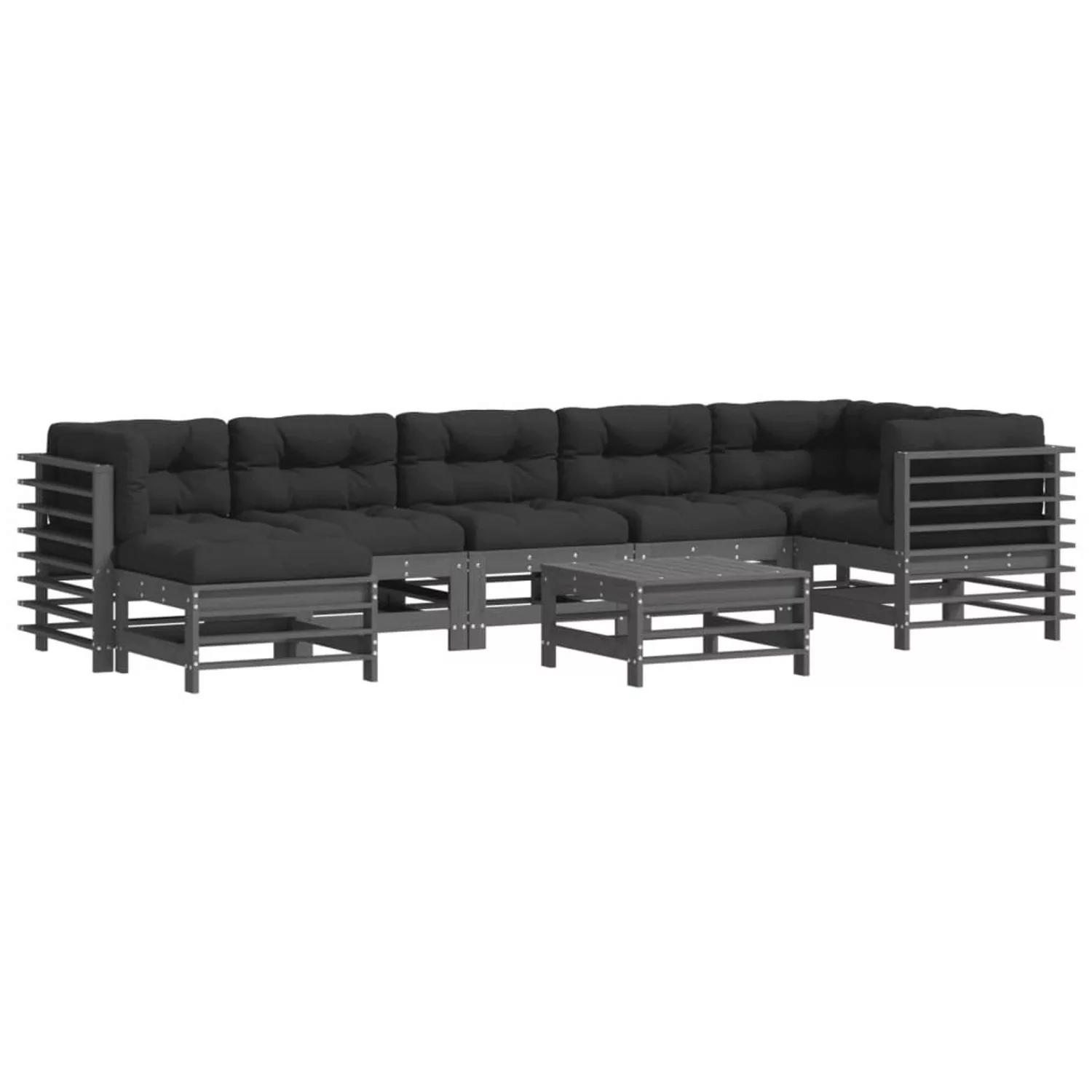 vidaXL 8-tlg Garten-Lounge-Set mit Kissen Grau Kiefernholz Modell 10 günstig online kaufen