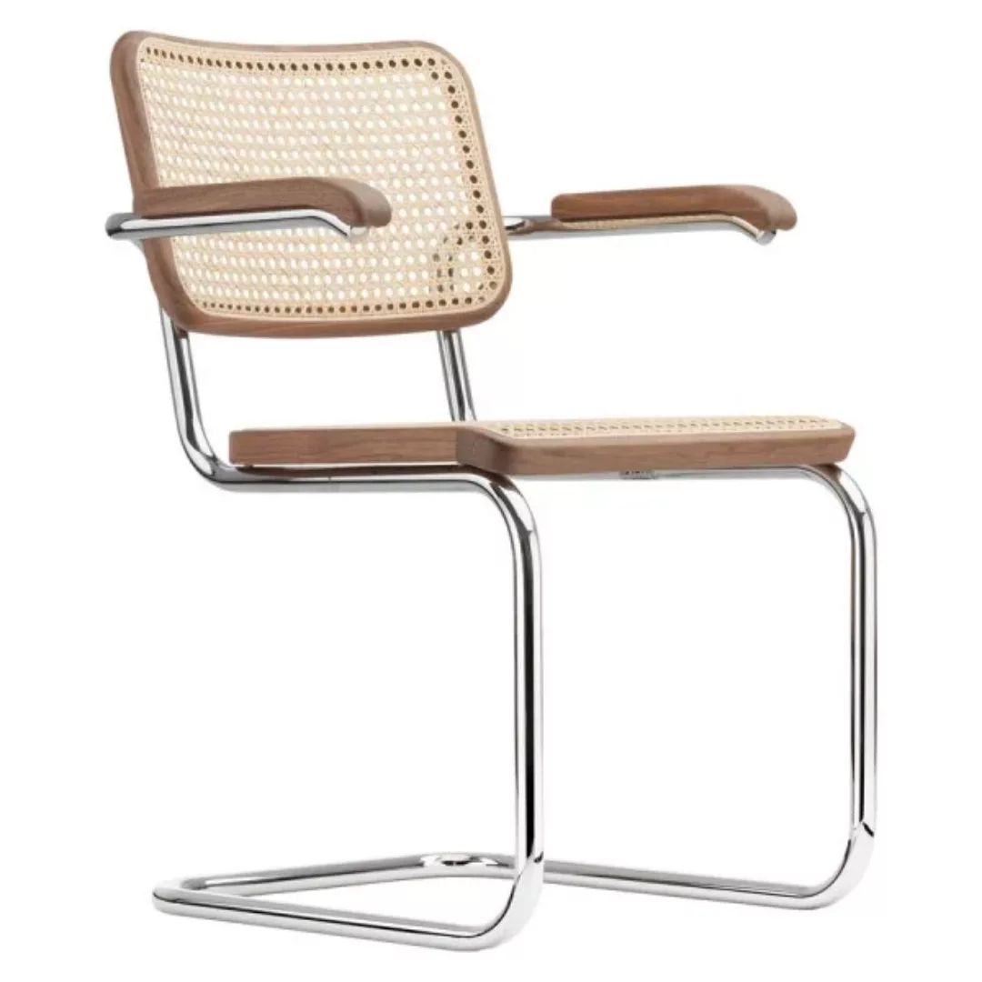 THONET S 64 V | Nussbaum Pure Materials | Stahlrohr-Freischwinger mit Armle günstig online kaufen