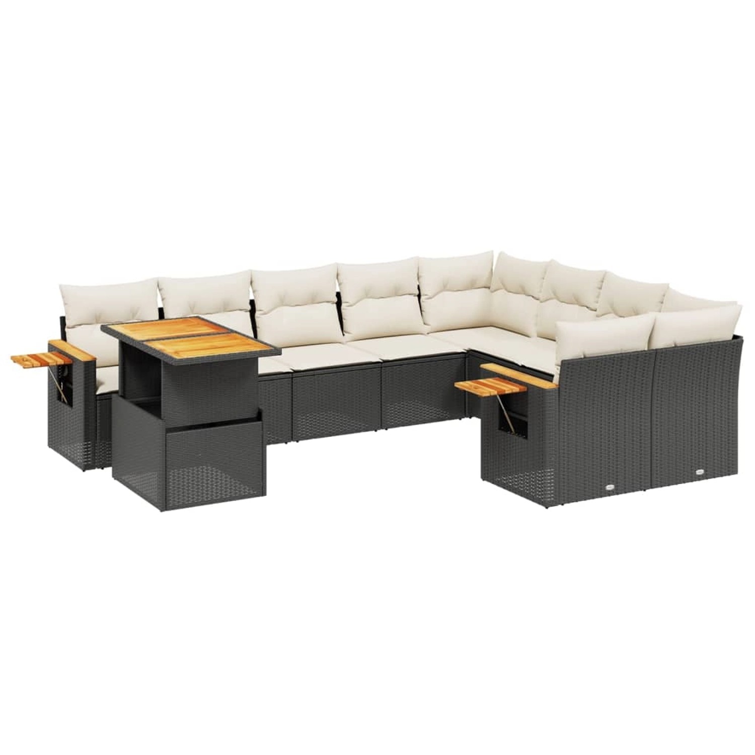 vidaXL 10-Tlg Garten-Sofagarnitur mit Kissen Schwarz Poly Rattan 3273681 günstig online kaufen