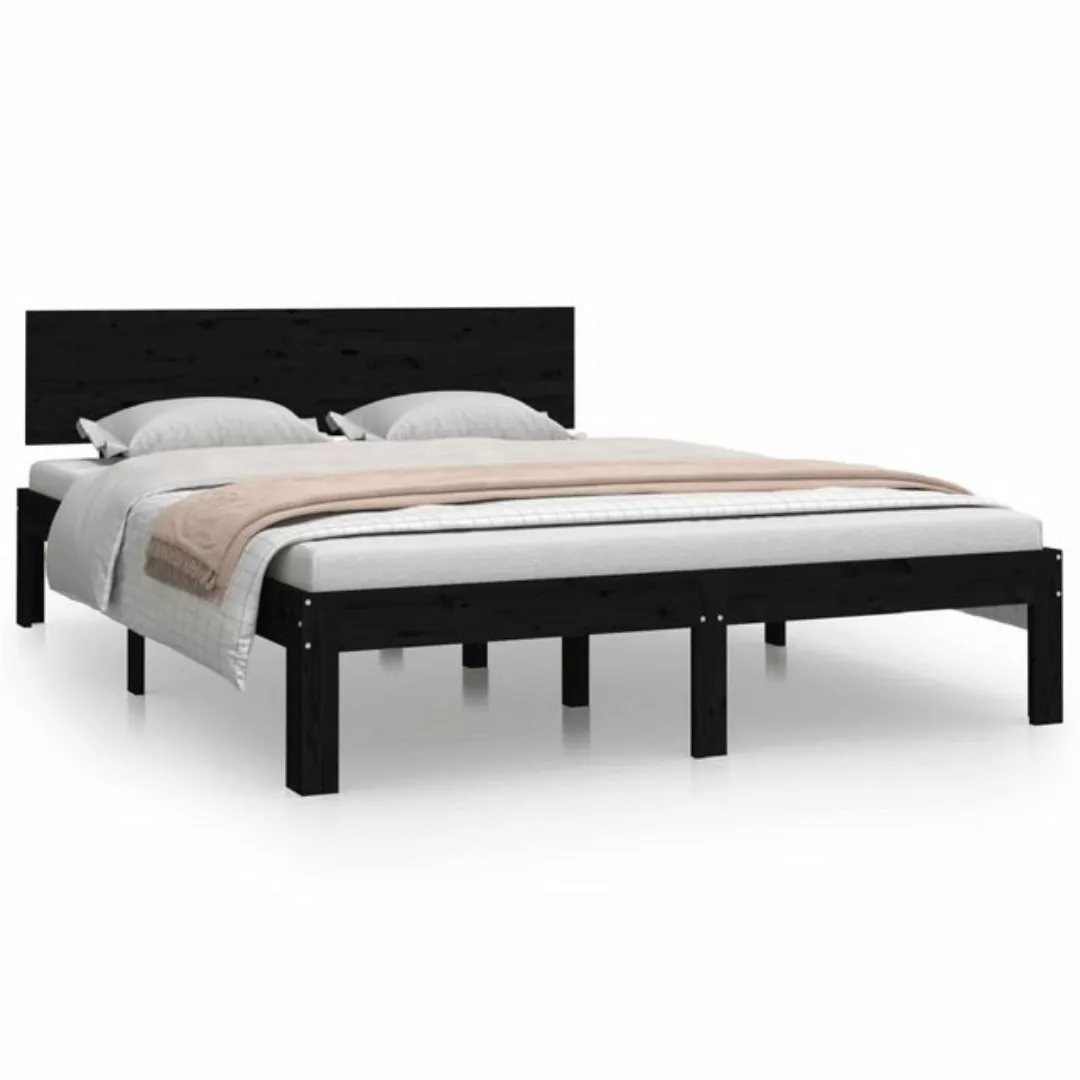 furnicato Bett Massivholzbett Schwarz 150x200 cm günstig online kaufen