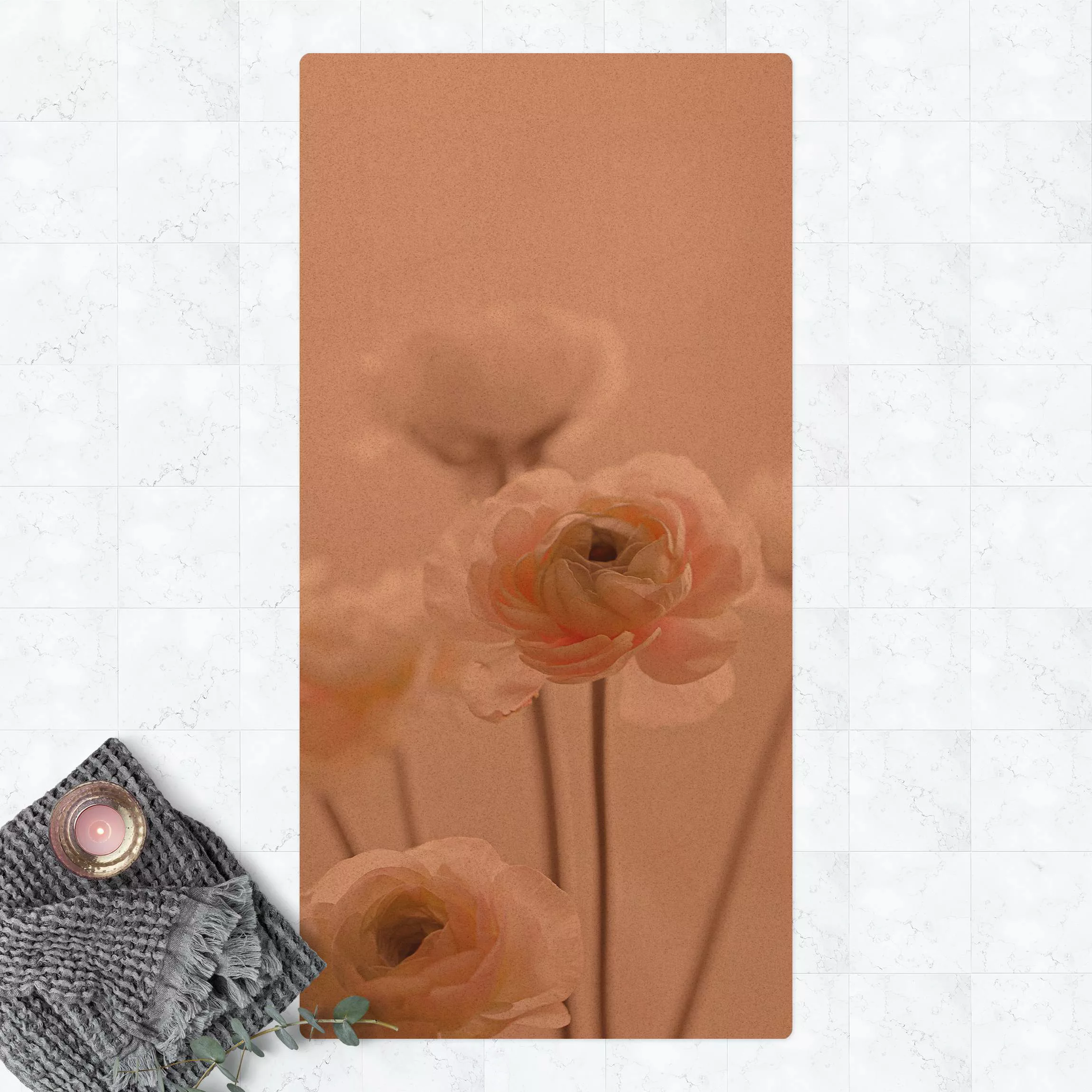 Kork-Teppich Zarter Strauch an Rosa Blüten günstig online kaufen