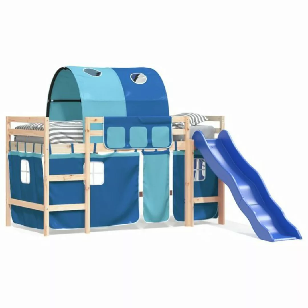 vidaXL Kinderbett Kinderhochbett mit Tunnel Blau 80x200 cm Massivholz Kiefe günstig online kaufen