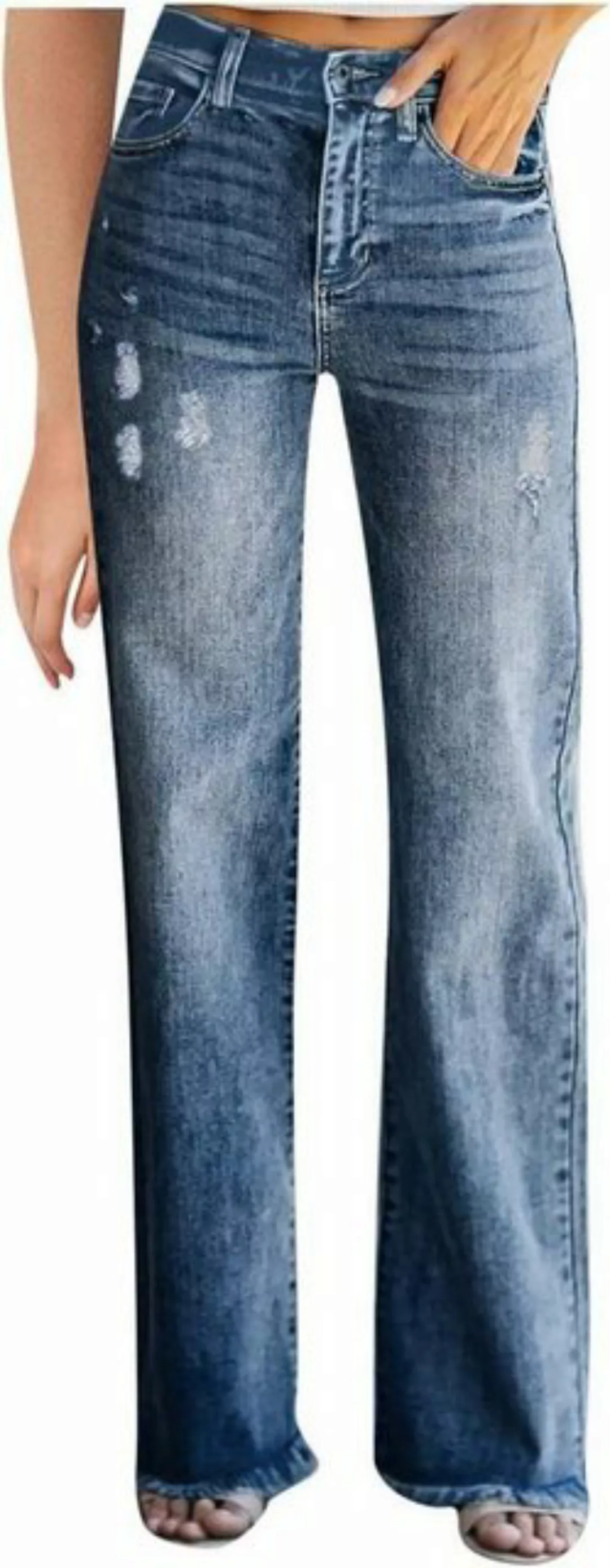 FIDDY Schlaghose Jeans Baggy Für Fraue Damen Low Waist Wide Leg Jeans Fit J günstig online kaufen
