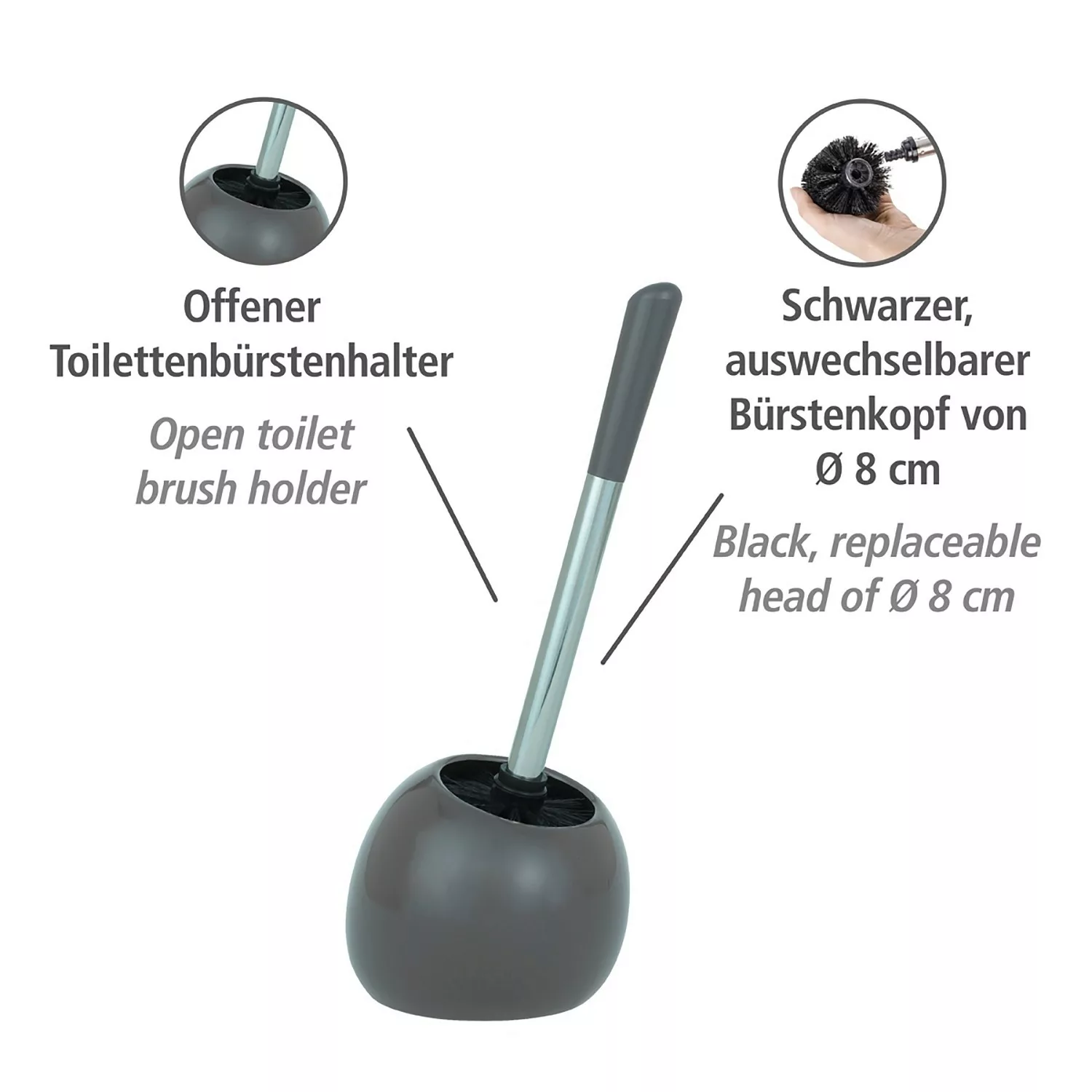 WC-Garnitur  Polaris - grau - Keramik, Kunststoff, Metall - 19 cm - 34,6 cm günstig online kaufen