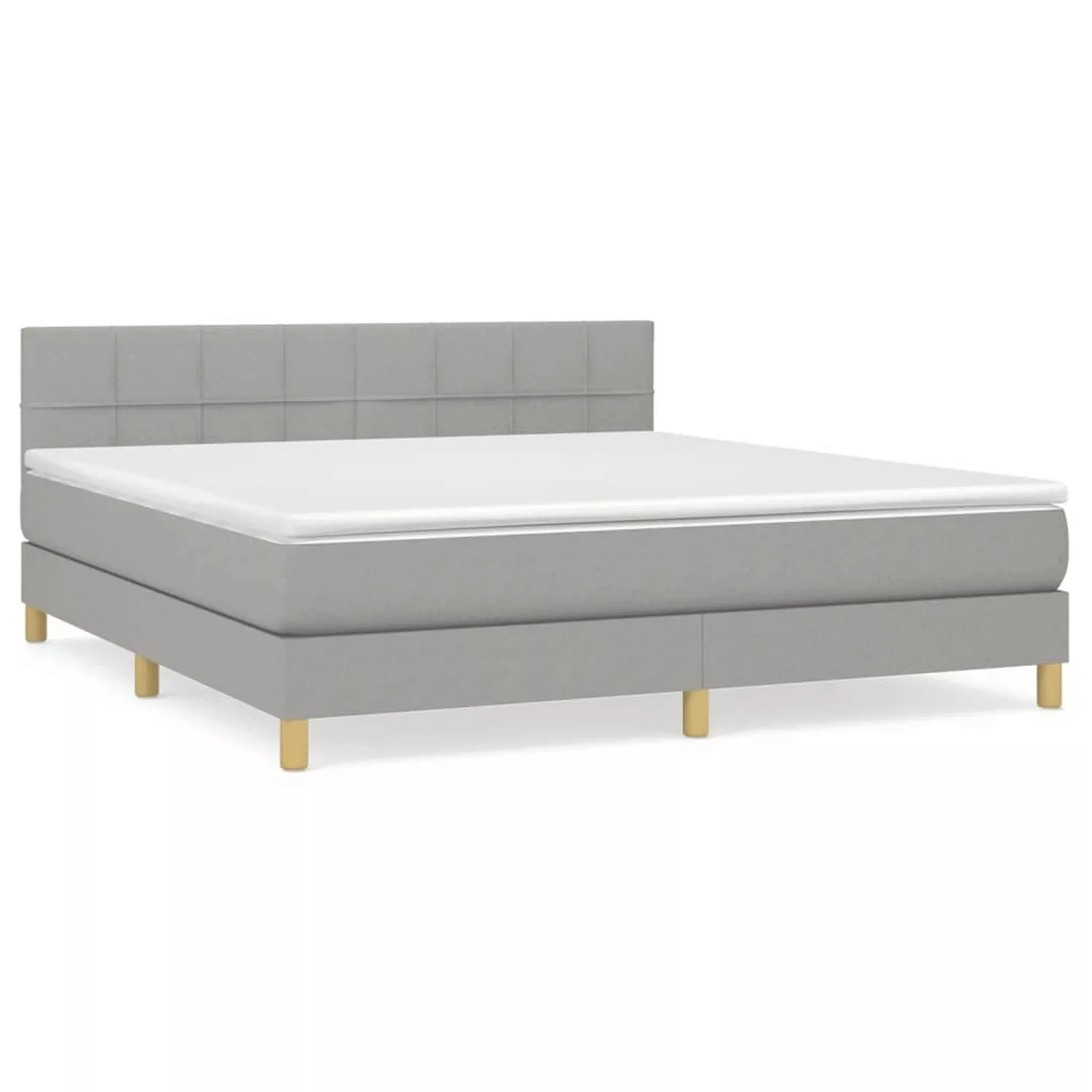 vidaXL Boxspringbett Boxspringbett mit Matratze Hellgrau 180x200 cm Stoff B günstig online kaufen