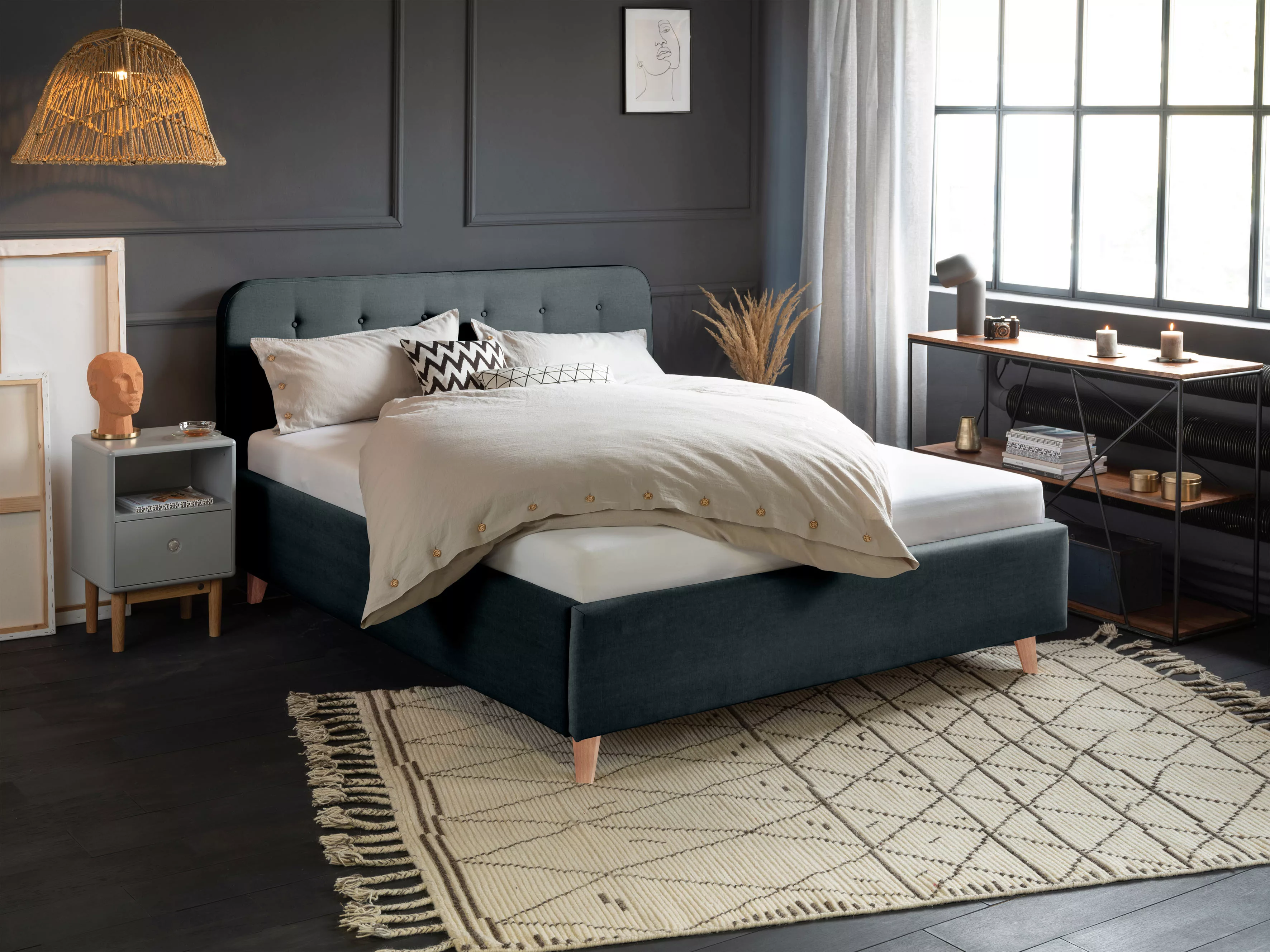 TOM TAILOR HOME Polsterbett "NORDIC BED", mit Knopfheftung im Kopfteil, Füß günstig online kaufen