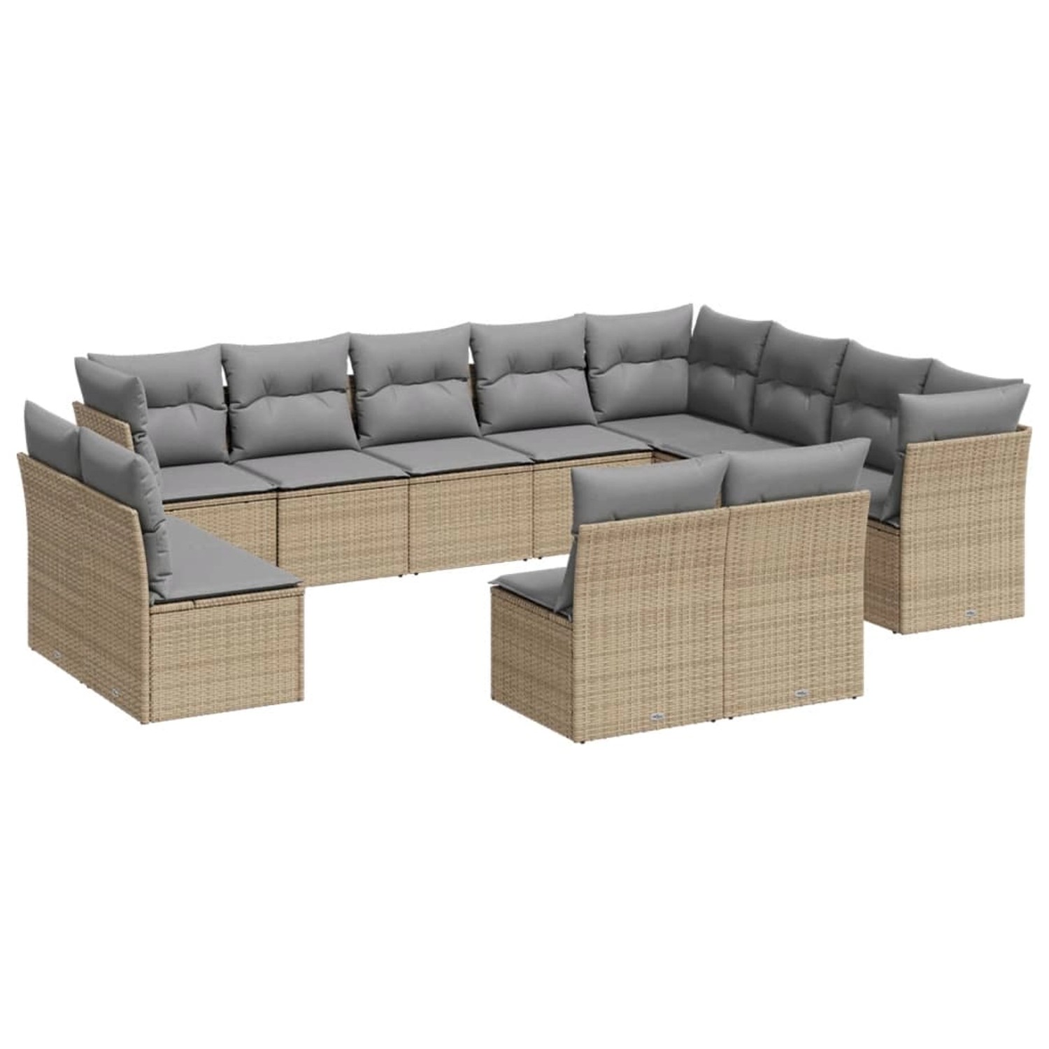 vidaXL 12-tlg Garten-Sofagarnitur mit Kissen Beige Poly Rattan Modell 37 günstig online kaufen