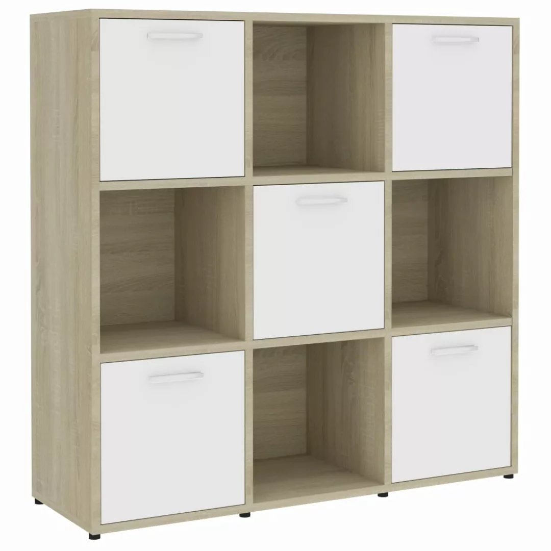 Bücherregal Weiß Sonoma-eiche 90 X 30 X 90 Cm Spanplatte günstig online kaufen