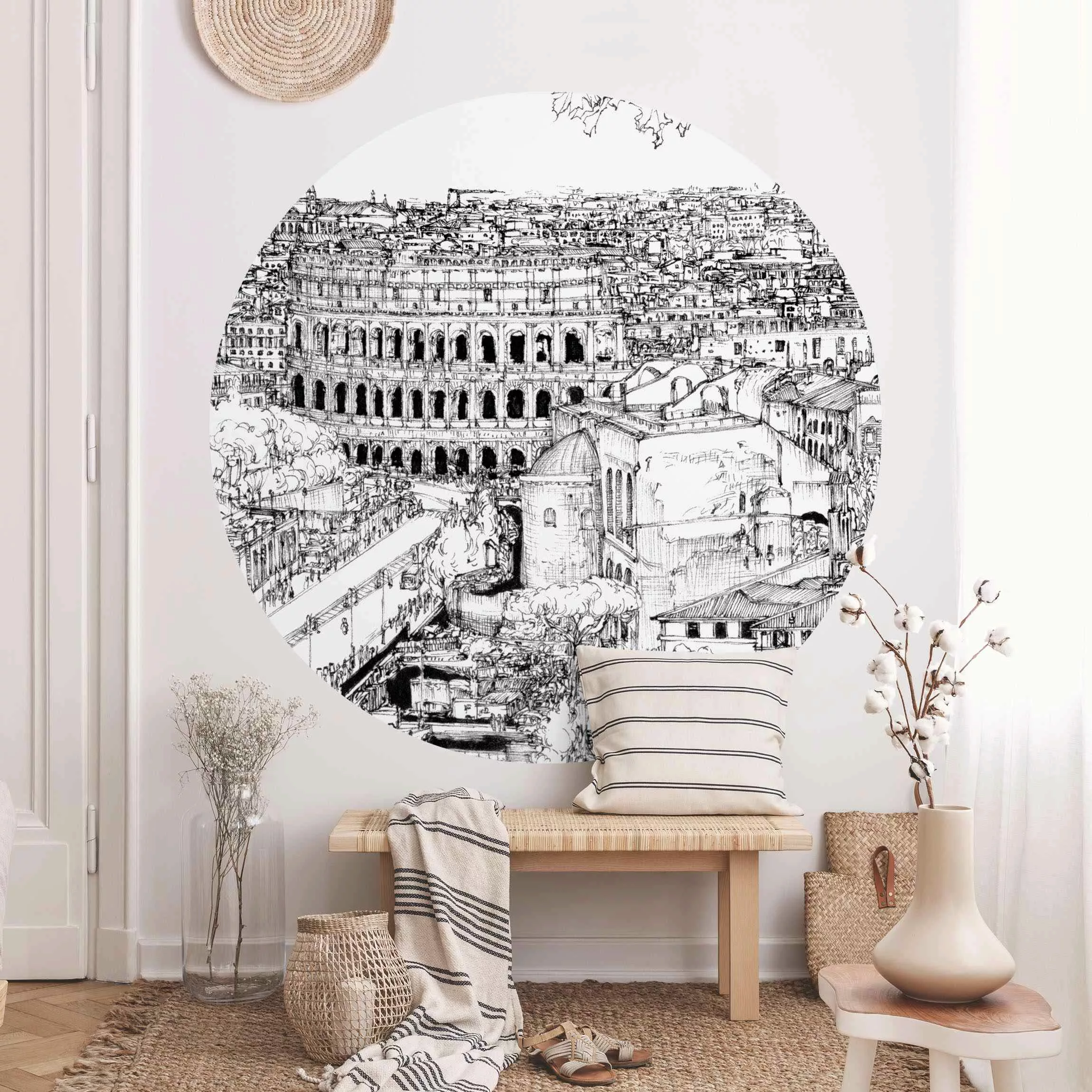 Runde Fototapete selbstklebend Stadtstudie - Rom günstig online kaufen