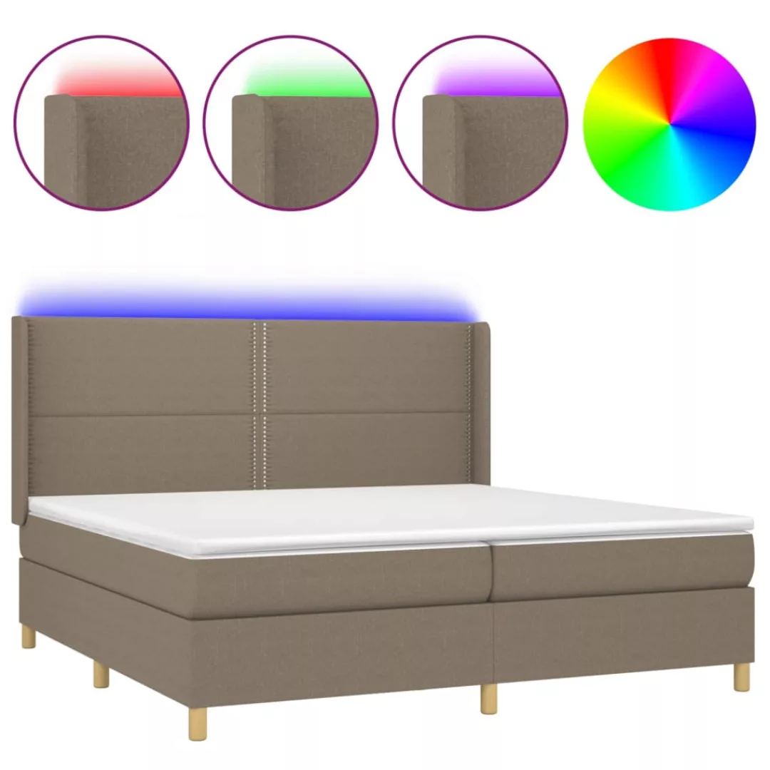 Vidaxl Boxspringbett Mit Matratze & Led Taupe 200x200 Cm Stoff günstig online kaufen