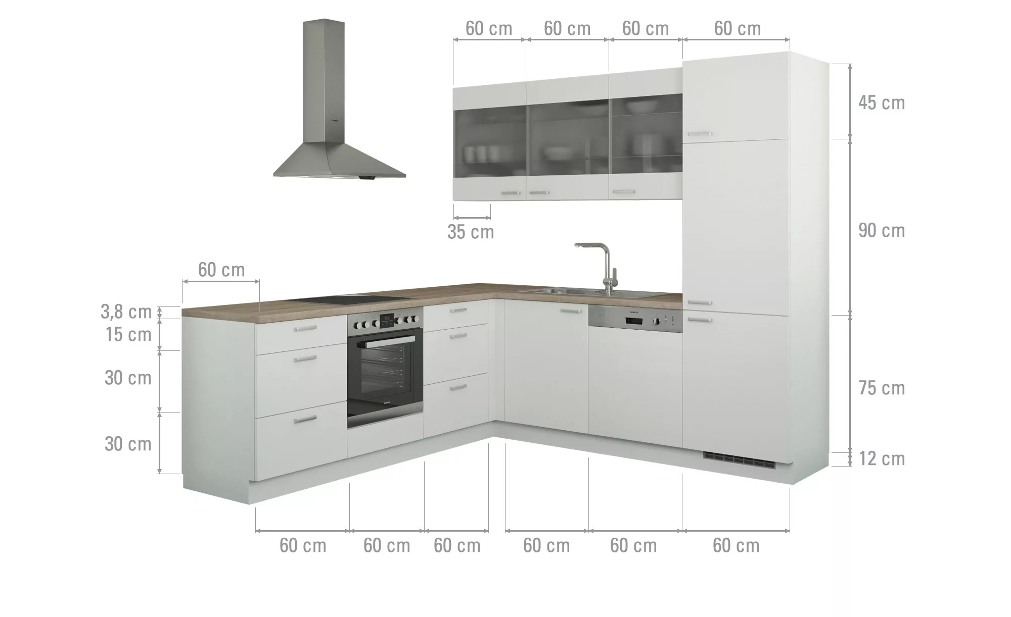 Winkelküche ohne Elektrogeräte  Sylt ¦ weiß Küchen-online > Küchenblöcke oh günstig online kaufen
