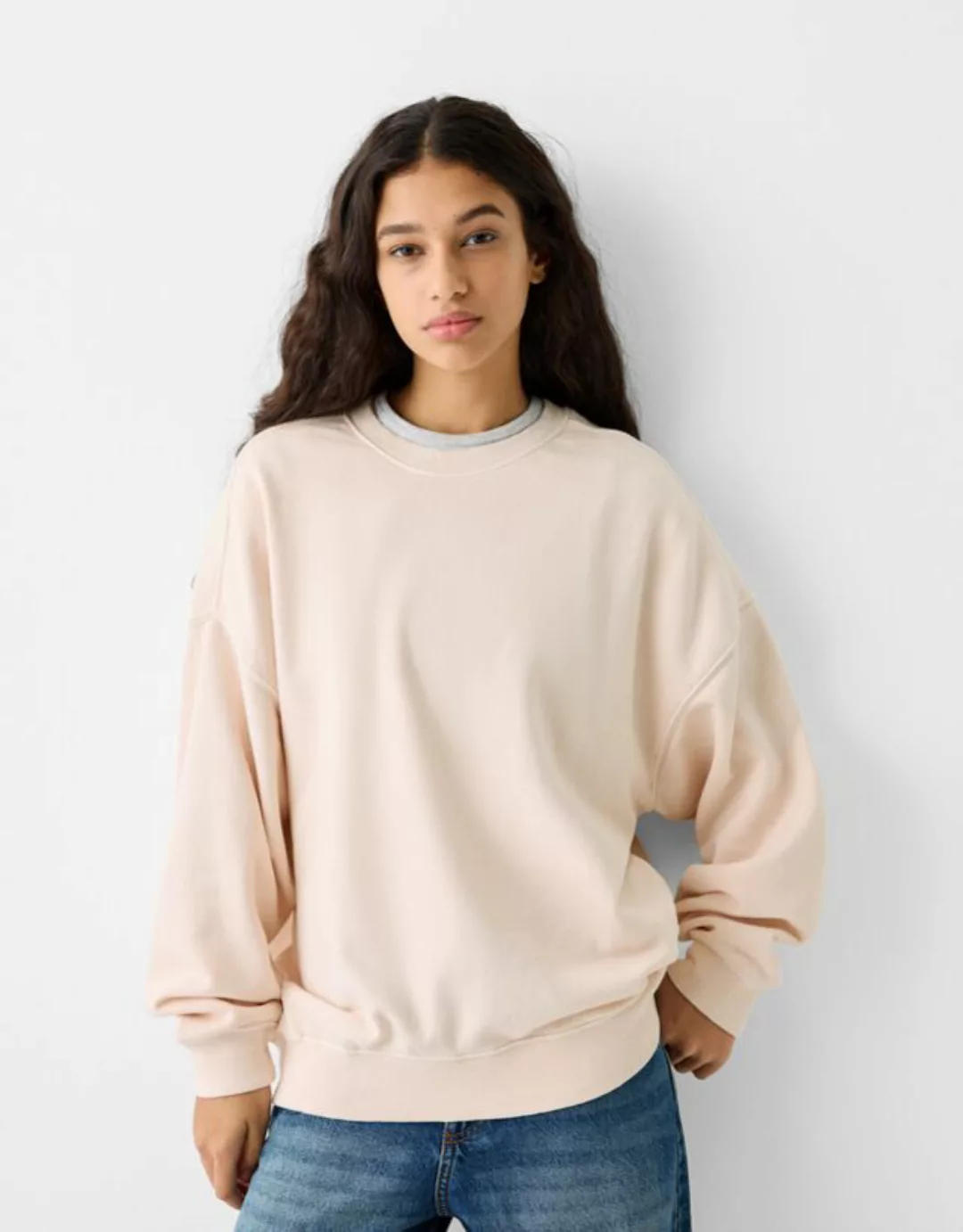 Bershka Oversize-Sweatshirt Damen S Rosa günstig online kaufen