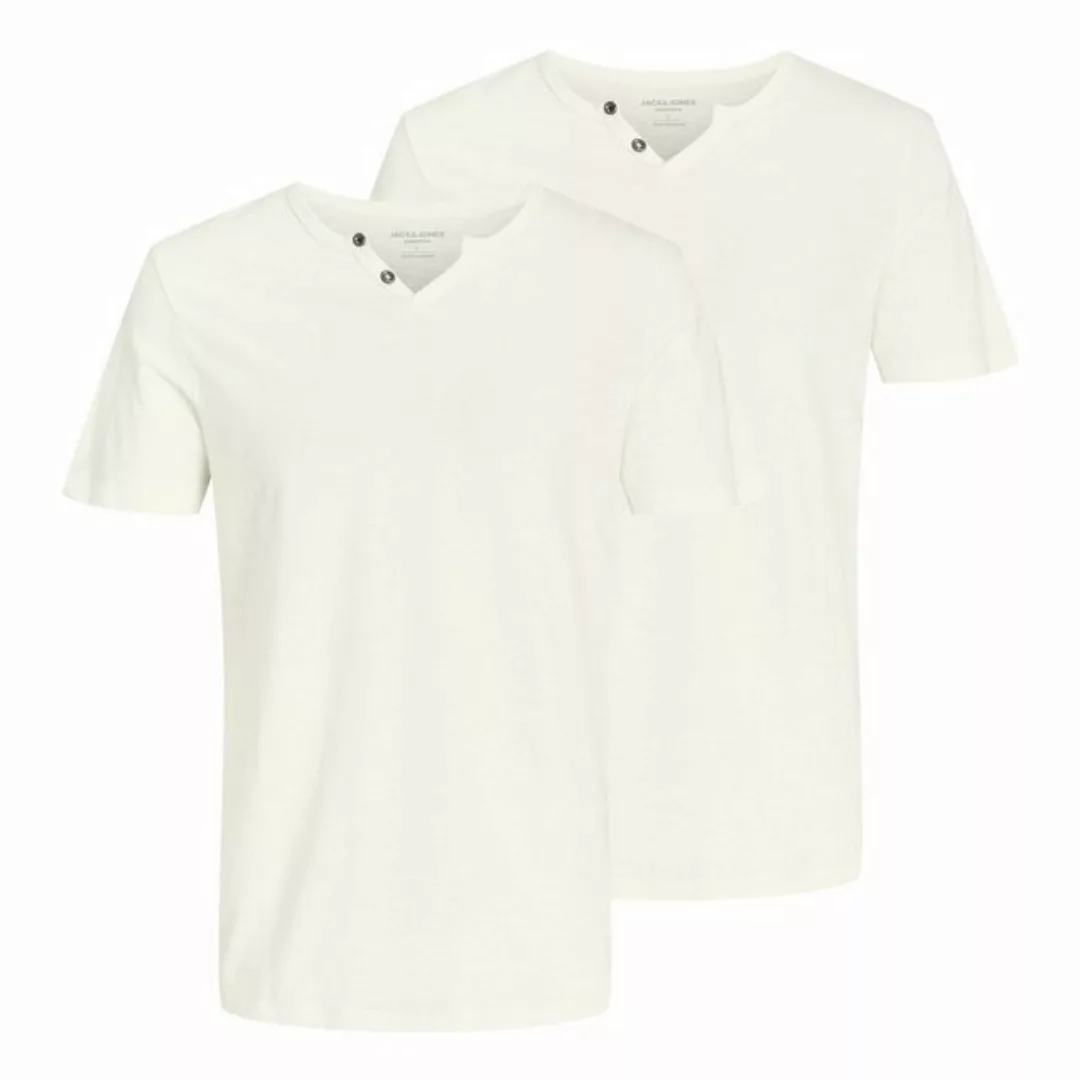 Jack & Jones T-Shirt 2er Pack Shirts mit Splitneck-Ausschnitt und zwei Deko günstig online kaufen