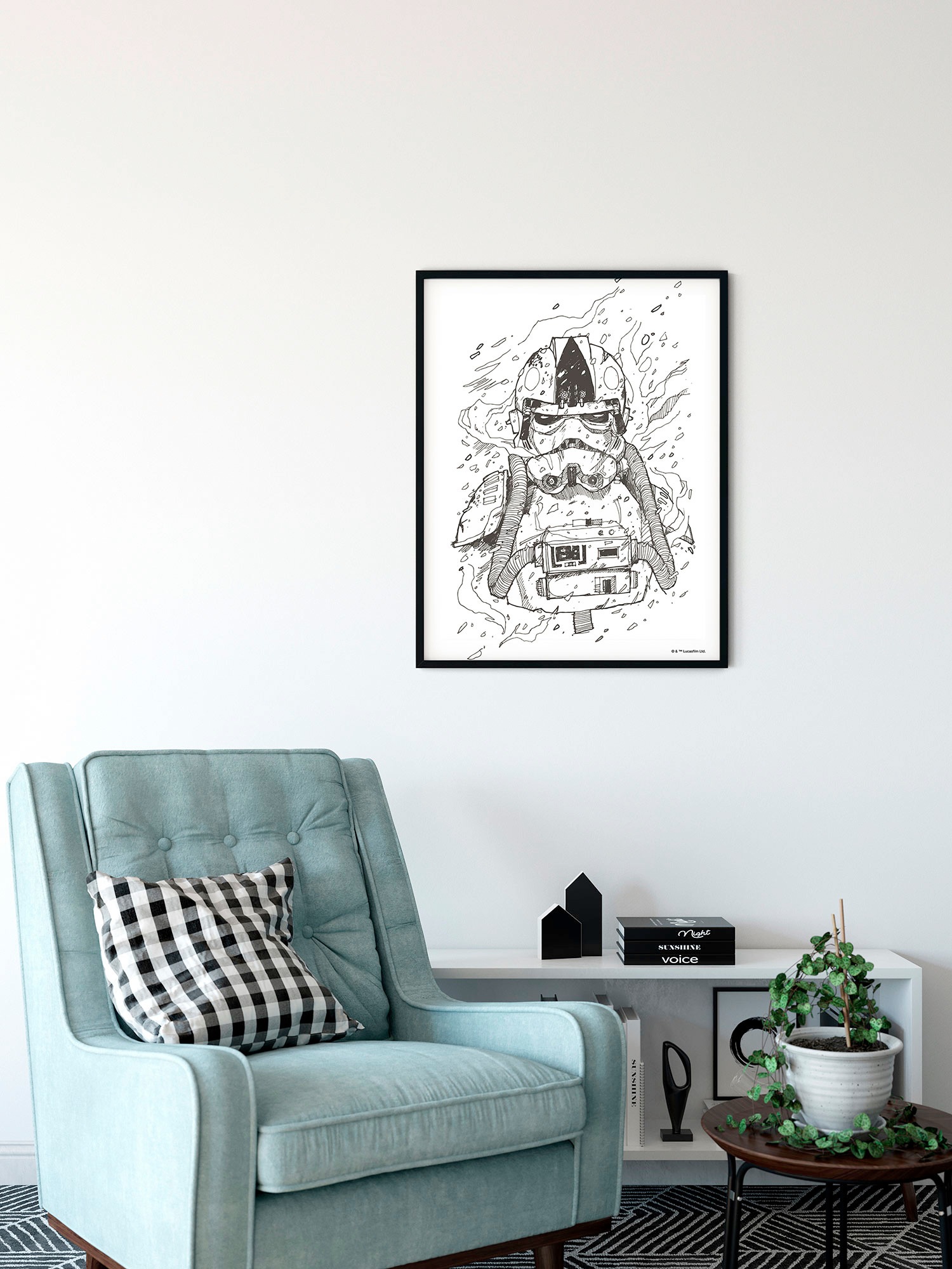 Disney Poster Star Wars Pilot Schwarz-Weiß 40 x 50 cm 612187 günstig online kaufen