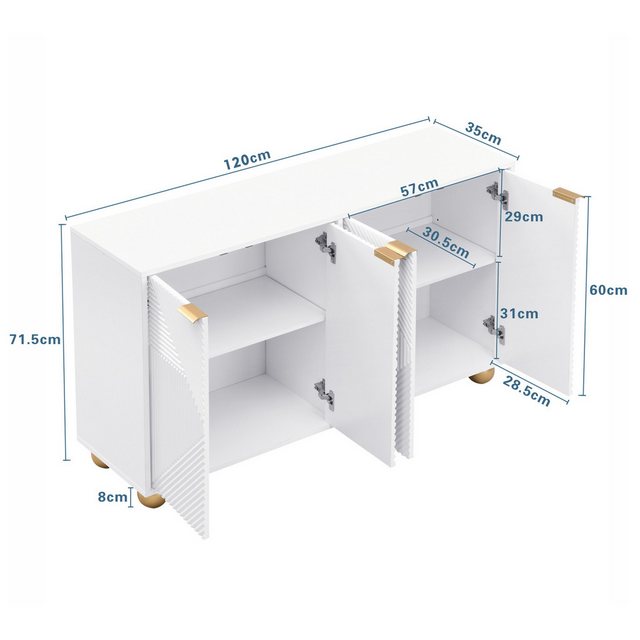 Furnishings Home Beistellschrank Sideboard Schließfach mit 4 Türen und 4 Ab günstig online kaufen