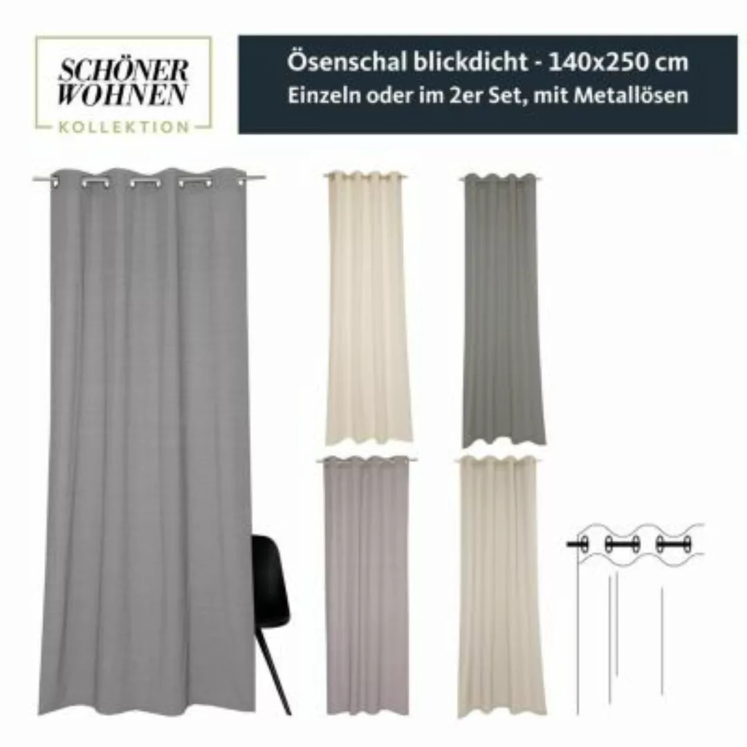 Ösenvorhang Mono • Baumwoll-Polyester Mischung • 140 x 250 cm - Taupe / 1 S günstig online kaufen