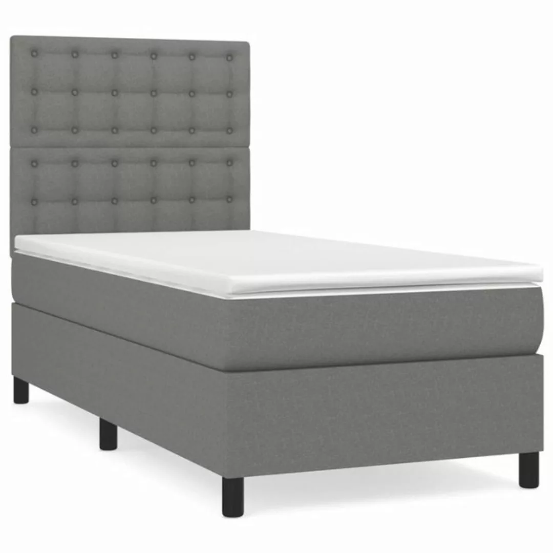 vidaXL Boxspringbett Boxspringbett mit Matratze Dunkelgrau 80x200 cm Stoff günstig online kaufen