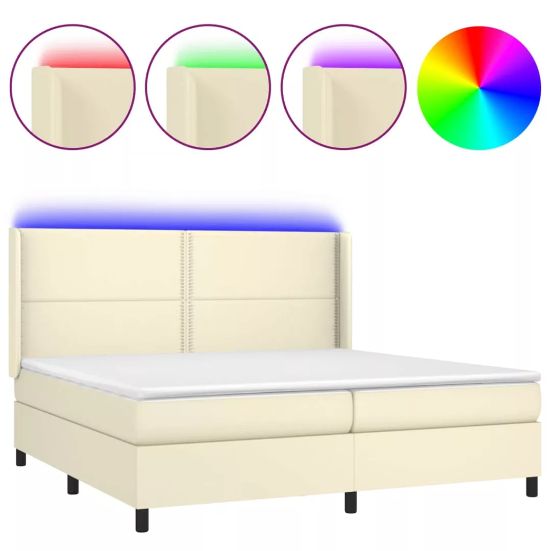 Vidaxl Boxspringbett Mit Matratze & Led Creme 200x200 Cm Kunstleder günstig online kaufen