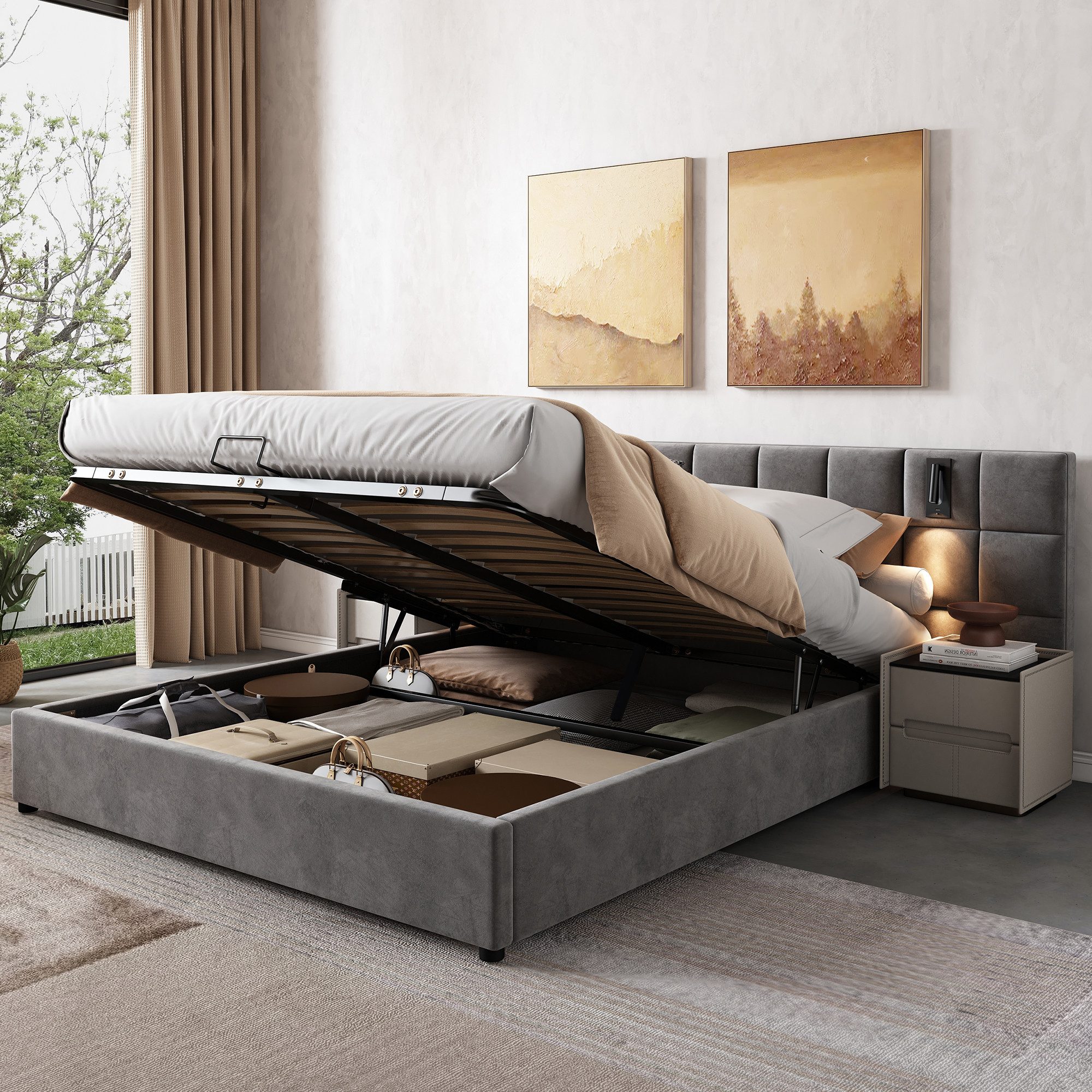STILVORA Polsterbett 140x200 Doppelbett mit Stauraum&Lattenrost,Bettgestell günstig online kaufen