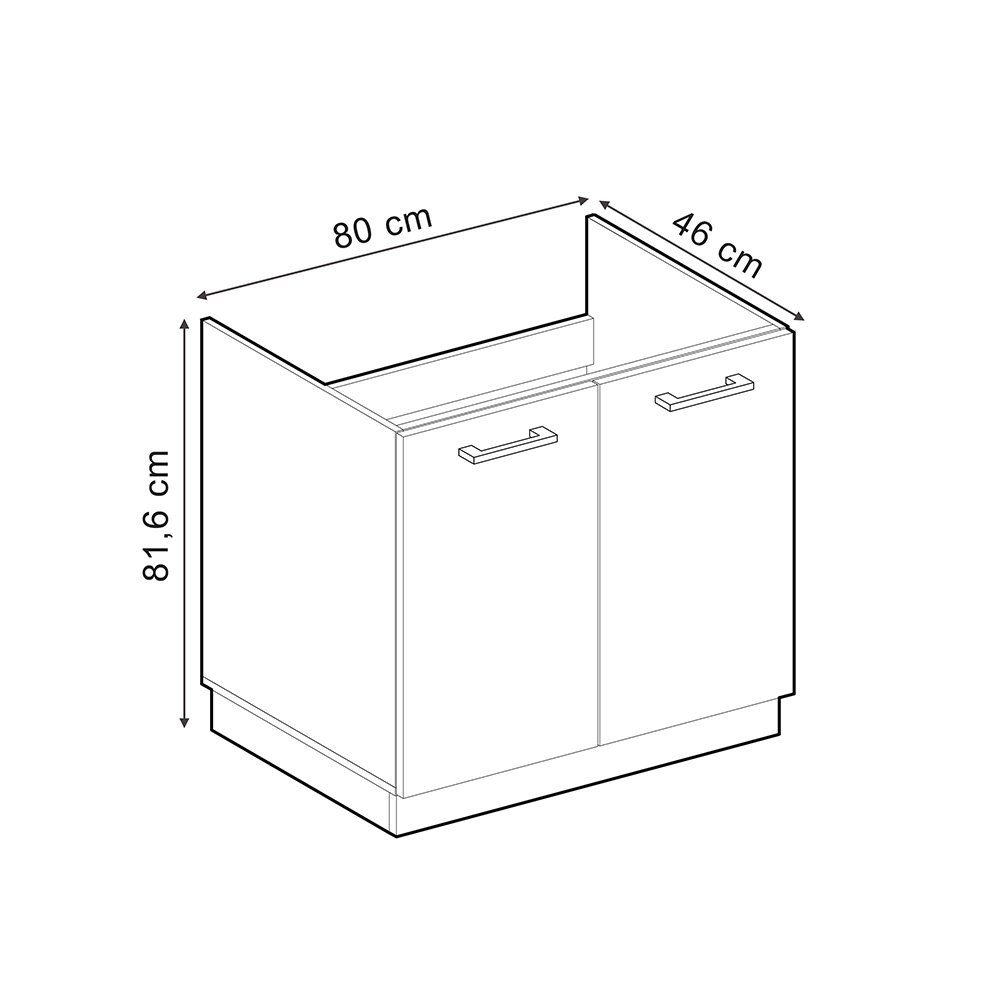 Vicco Spülenunterschrank R-Line, Goldkraft Eiche/Weiß, 80 günstig online kaufen