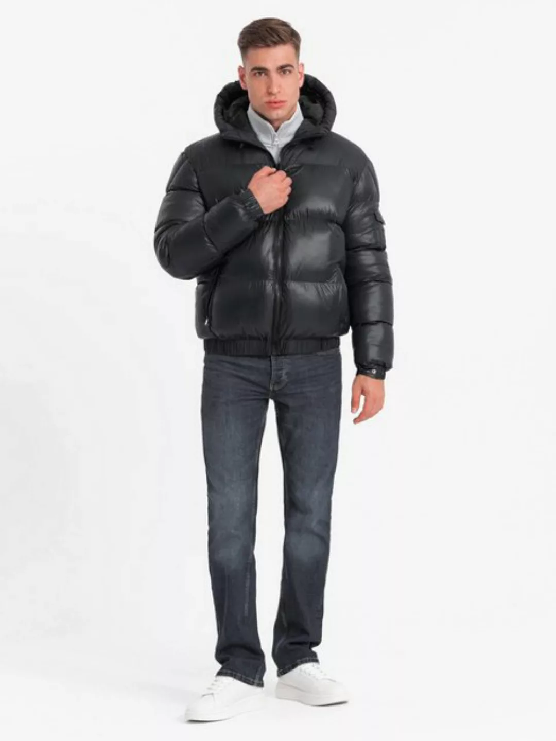 OMBRE Winterjacke Herren-Pufferjacke mit gerippten Abschlüssen günstig online kaufen