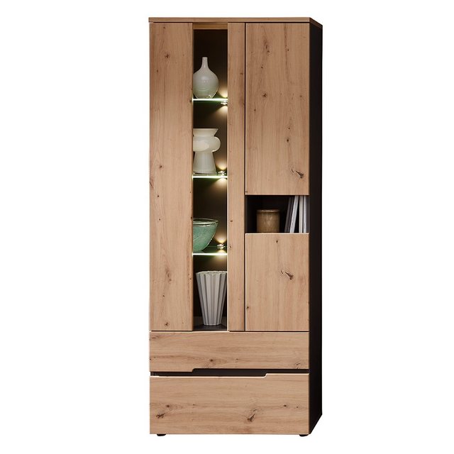 Lomadox Vitrine MANRESA-36 inkl. LED-Beleuchtung in Artisan Eiche Nb. mit G günstig online kaufen