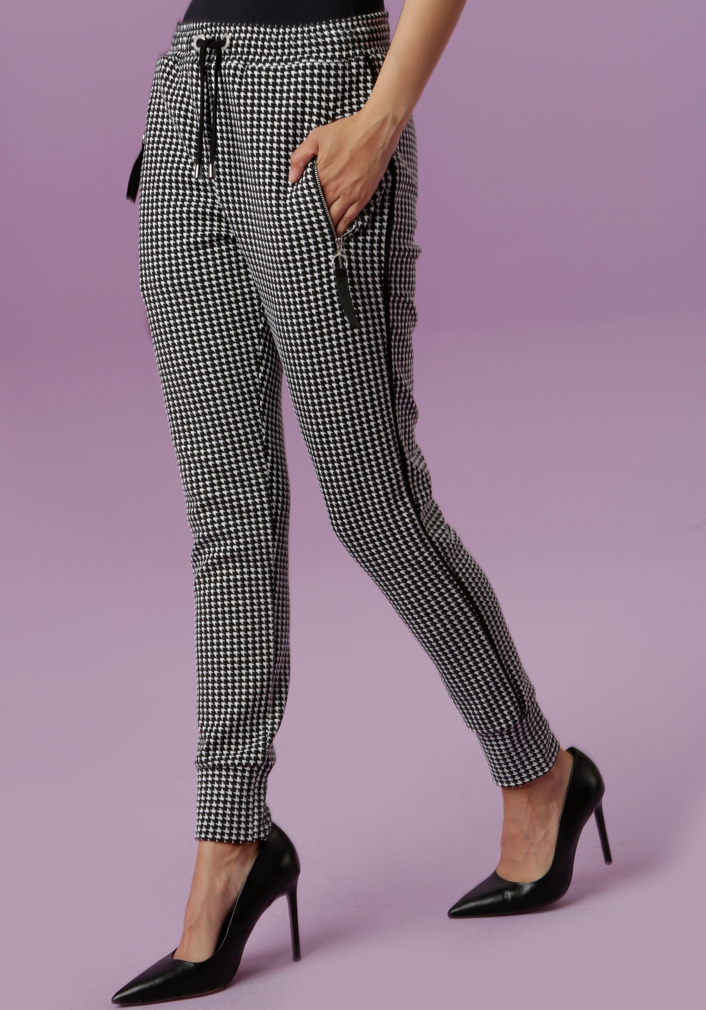 Aniston CASUAL Schlupfhose im trendigem Hahnentritt-Muster günstig online kaufen