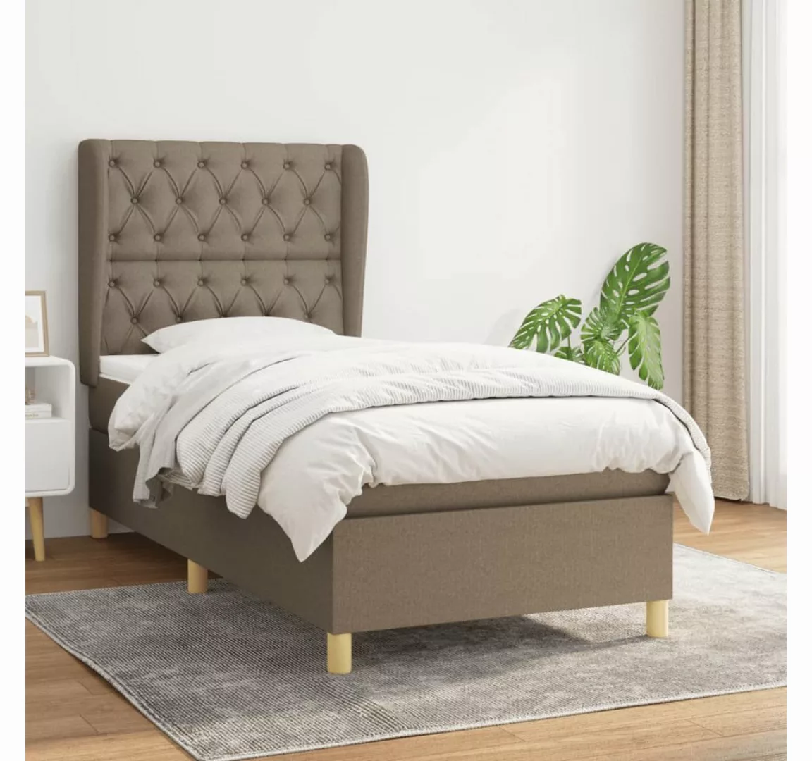 vidaXL Boxspringbett Boxspringbett mit Matratze Taupe 80x200 cm Stoff Bett günstig online kaufen