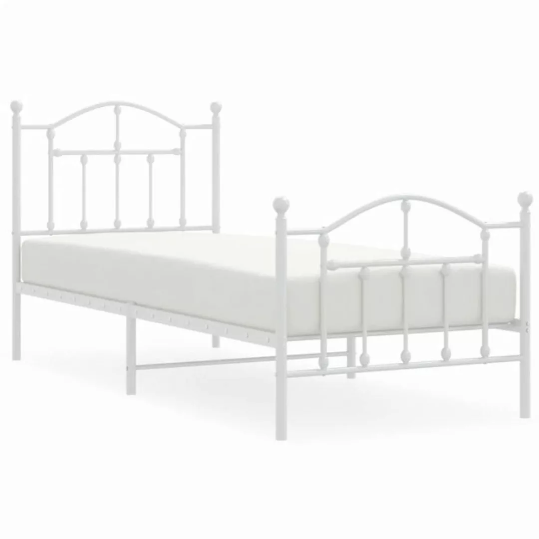 furnicato Bett Bettgestell mit Kopf- und Fußteil Metall Weiß 80x200 cm günstig online kaufen