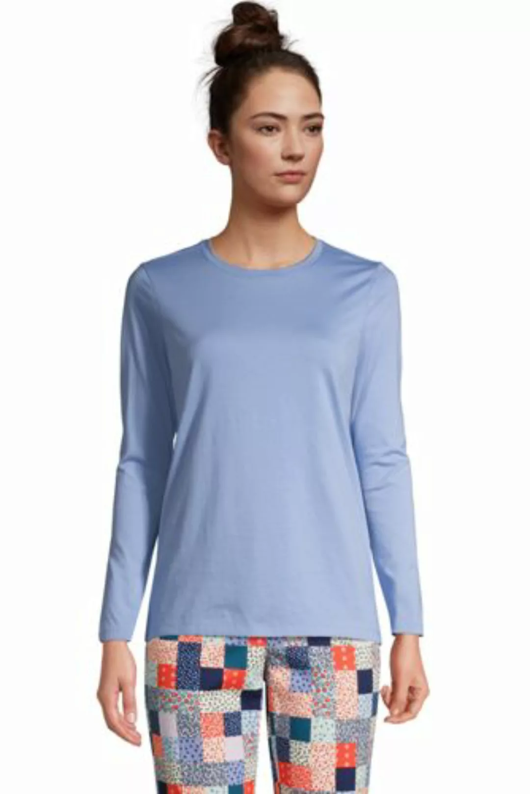 Supima-Shirt, Langarm, Damen, Größe: L Normal, Blau, Baumwolle, by Lands' E günstig online kaufen