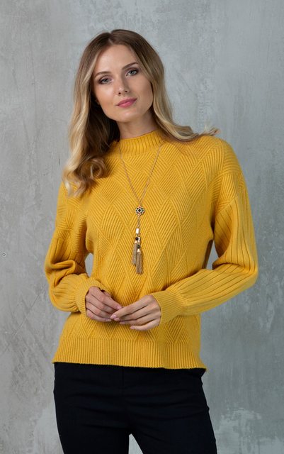 Passioni Strickpullover mit Stehkragen und Rautenmuster günstig online kaufen