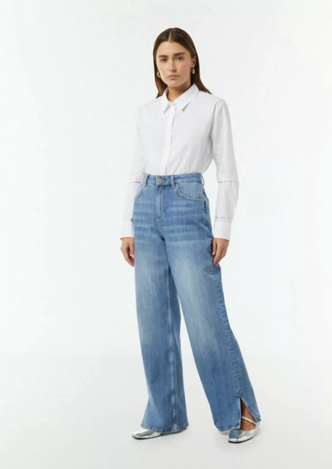 comma casual identity 5-Pocket-Jeans Wide-Leg-Jeans mit geschlitztem Saum W günstig online kaufen