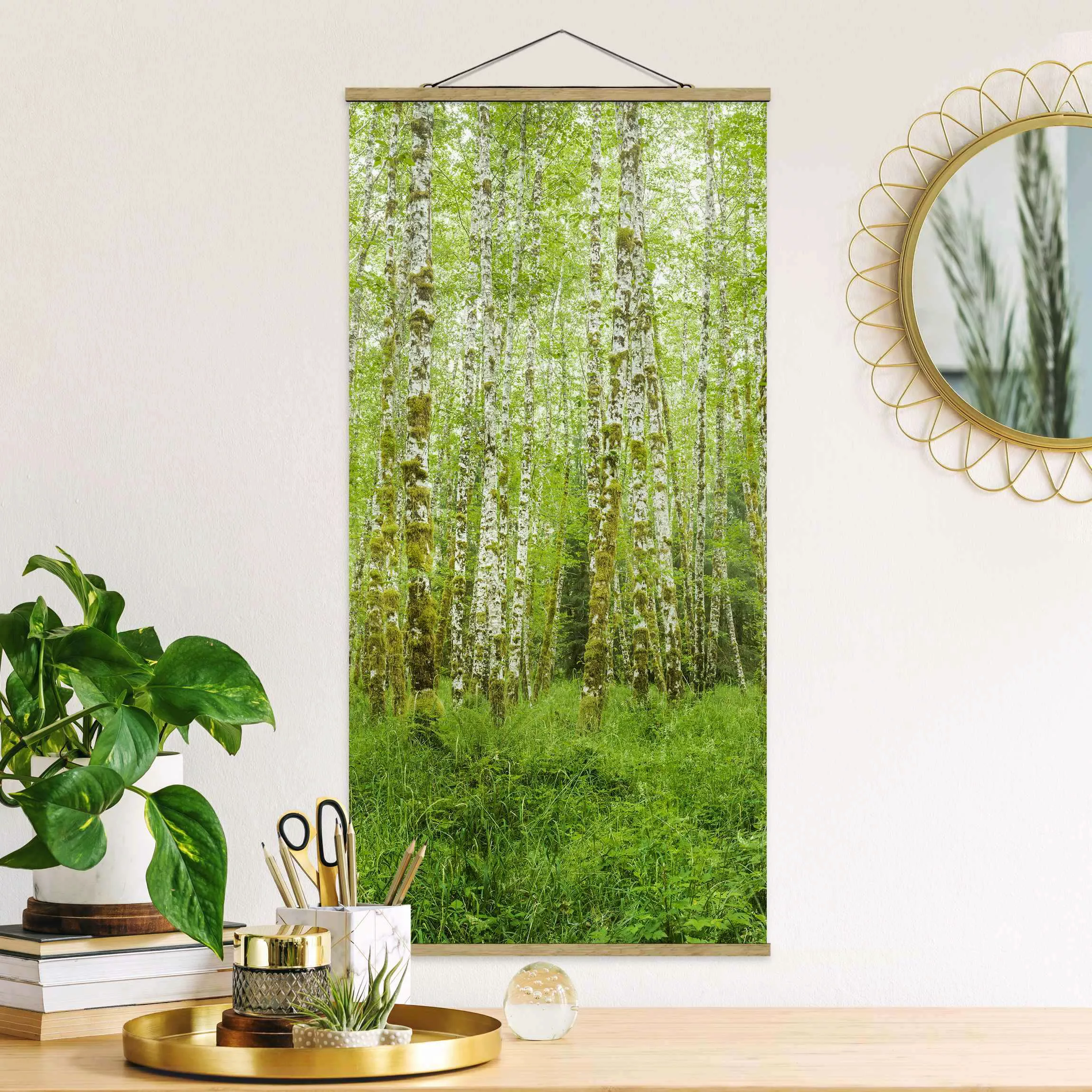 Stoffbild Wald mit Posterleisten - Hochformat Hoh Rainforest Olympic Nation günstig online kaufen