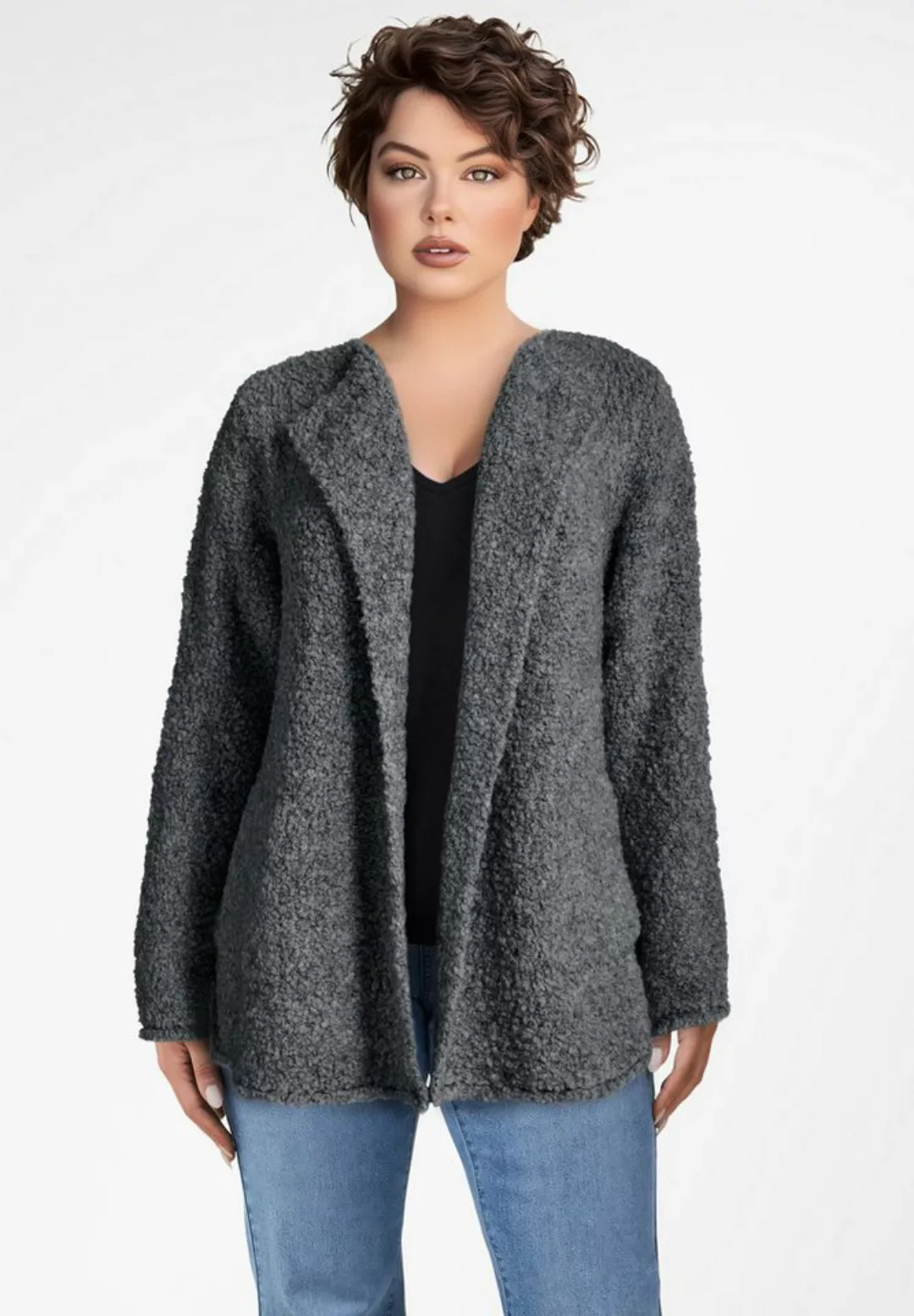 PEKIVESSA Cardigan Soft Bouclé Strickjacke mit Taschen (1-tlg) im Teddy-Loo günstig online kaufen