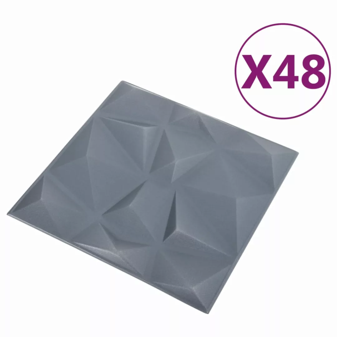 Vidaxl 3d-wandpaneele 48 Stk. 50x50 Cm Diamant Grau 12 M² günstig online kaufen