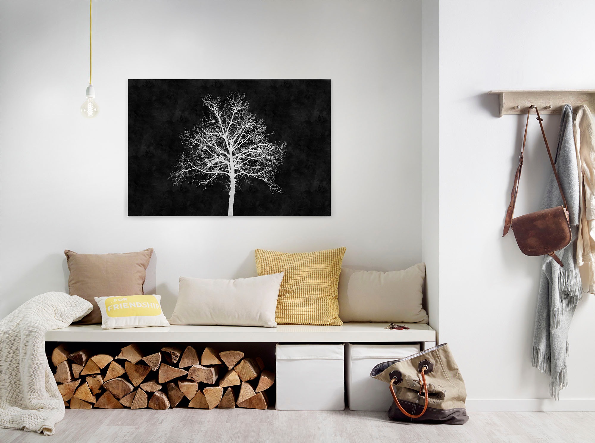 Bricoflor Leinwandbild Mit Baum In Schwarz Weiß Modernes Wandbild Ideal Für günstig online kaufen